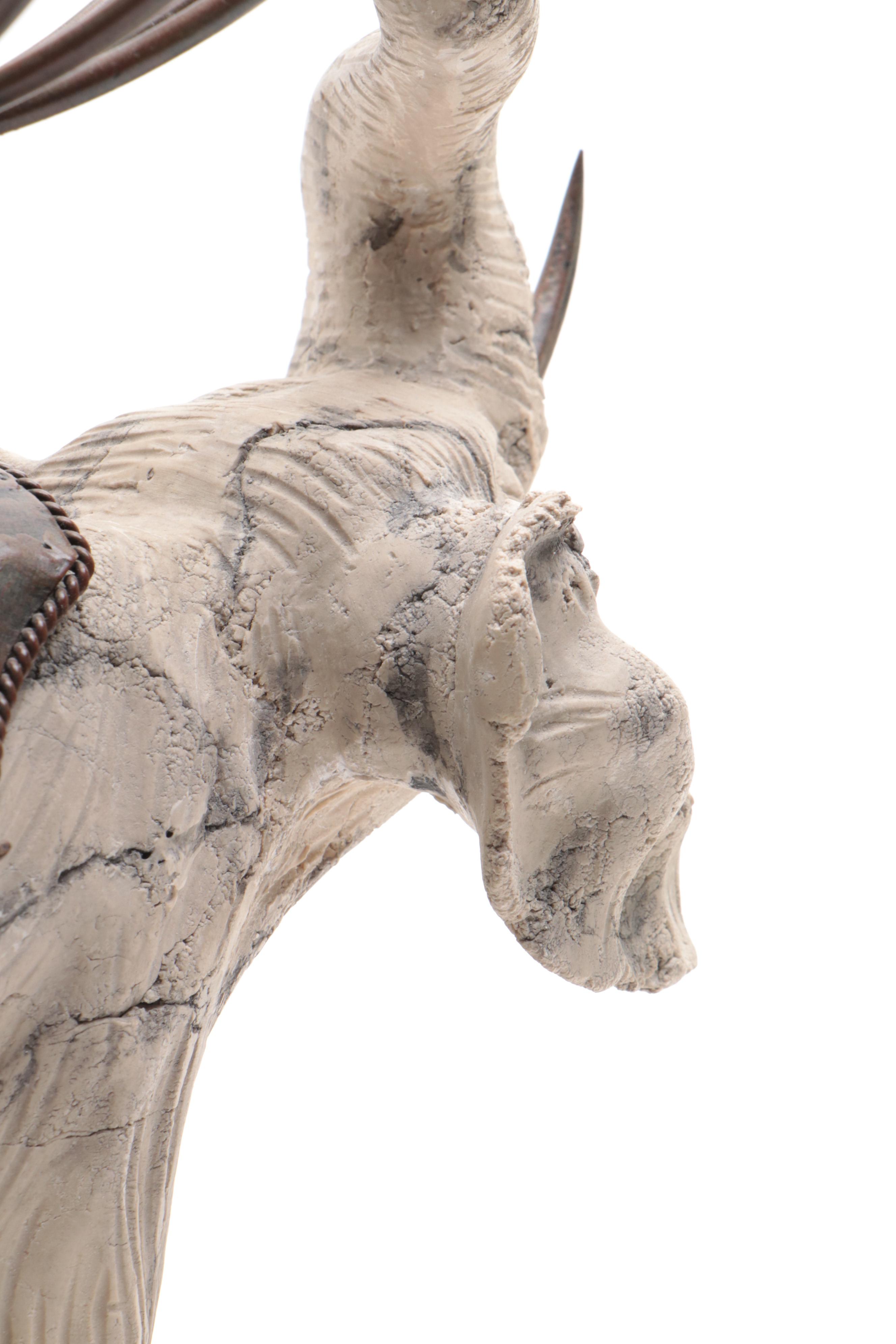 Faux Stone Composite Elephant and Metal Display Globe