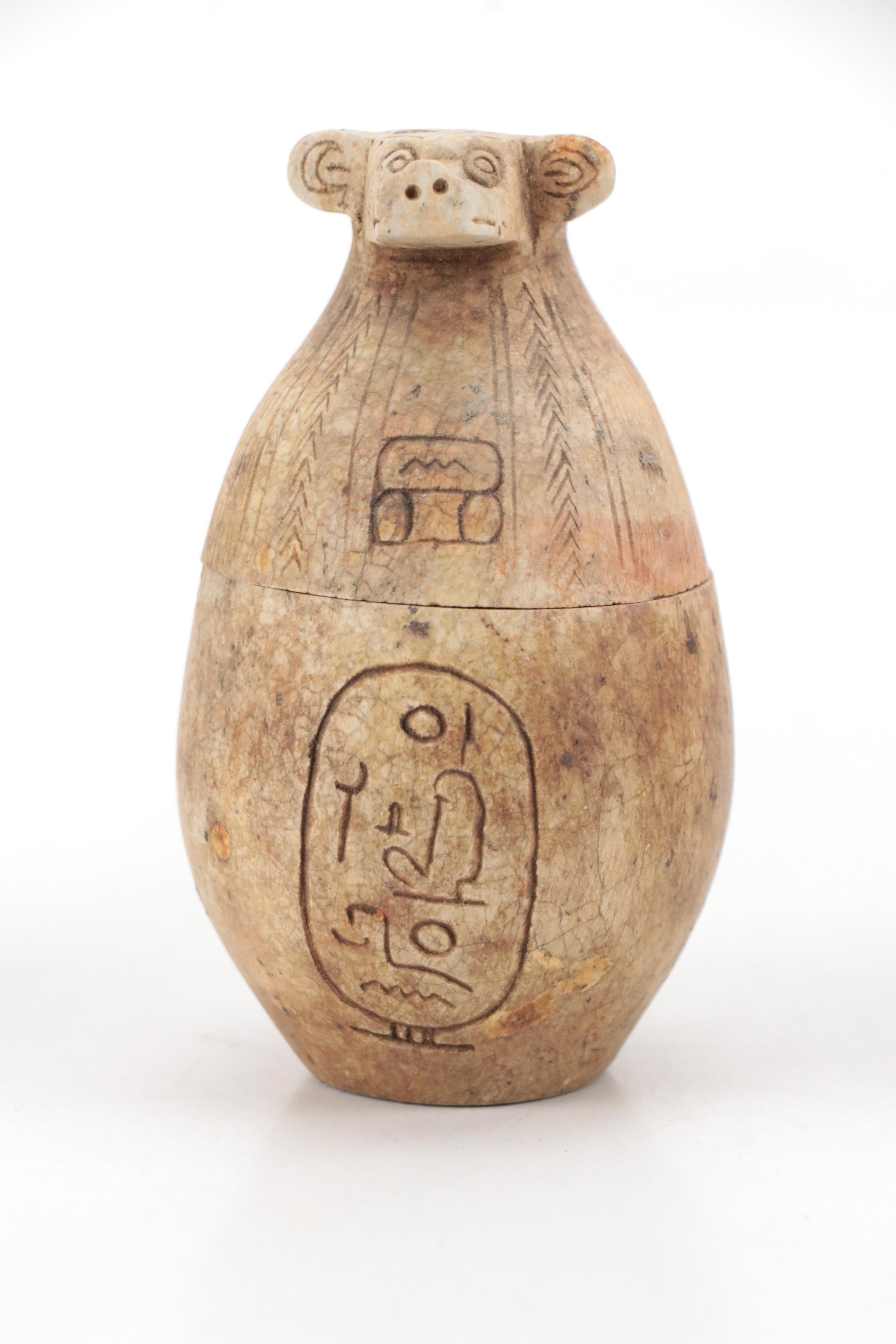 Egyptian Style Carved Stone Canopic Jars