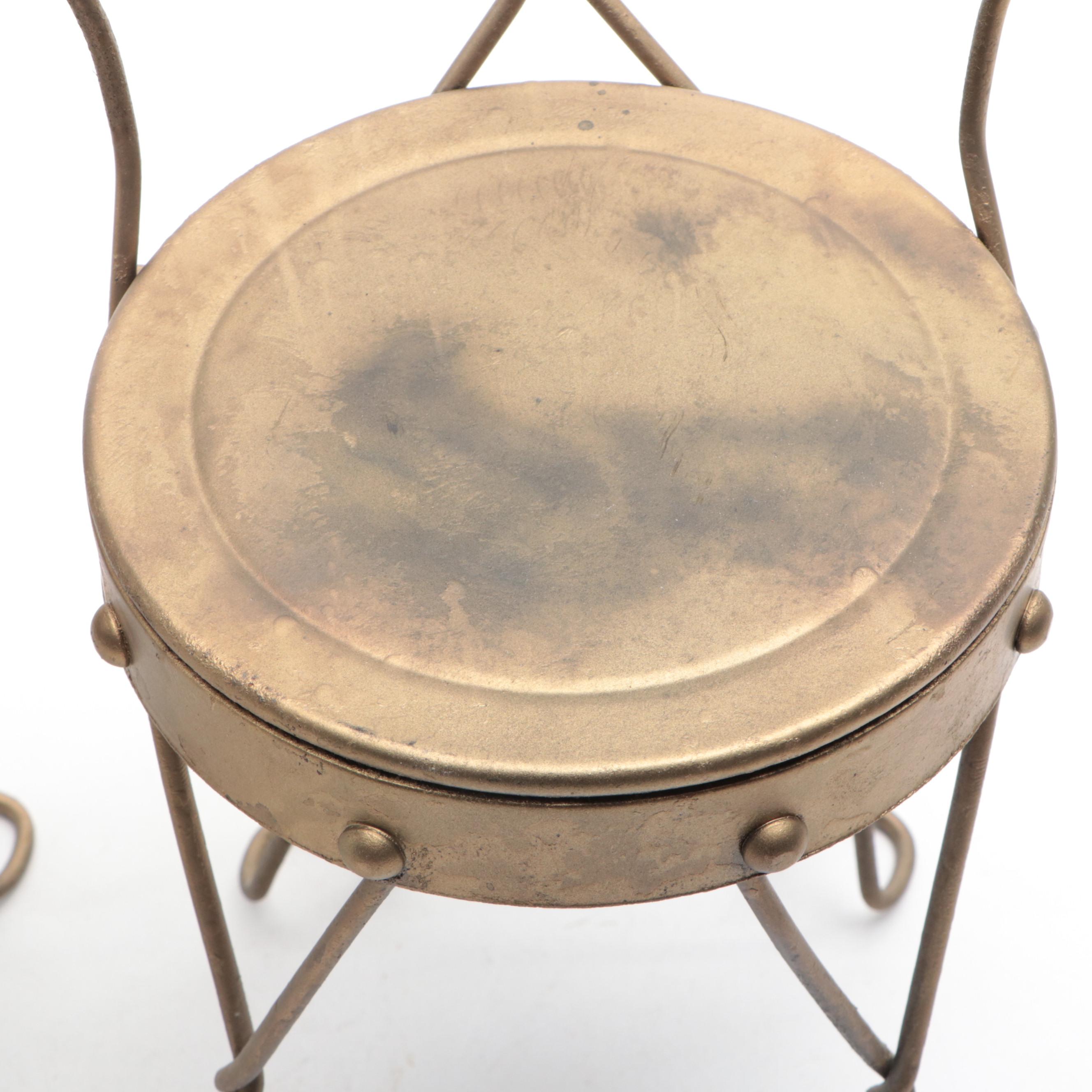 Victorian Style Bent Wire Heart Shaped Back Ice Cream Parlor Children's Chairs