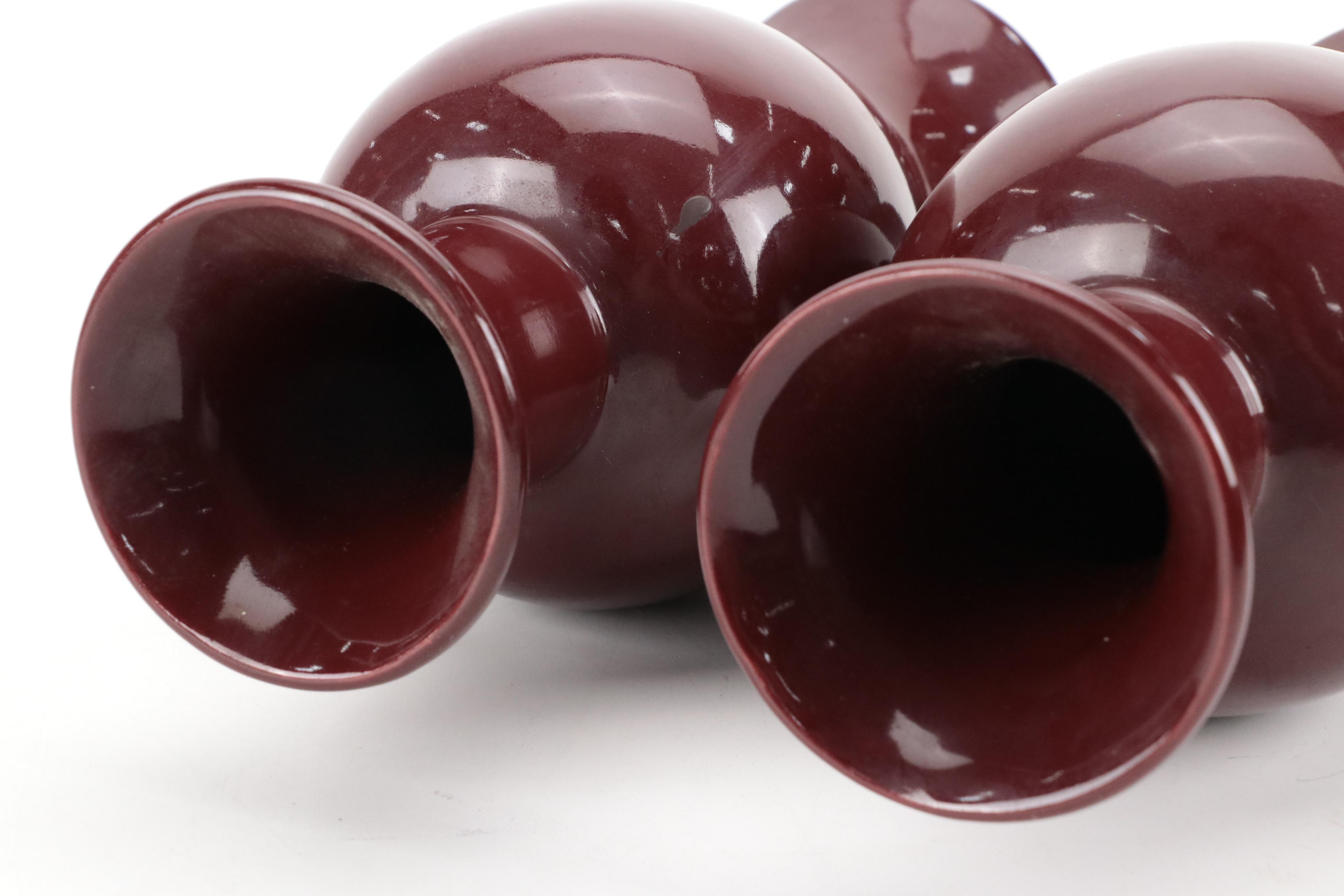 Rubel & Co. Oxblood Glazed Ceramic Vase Pair