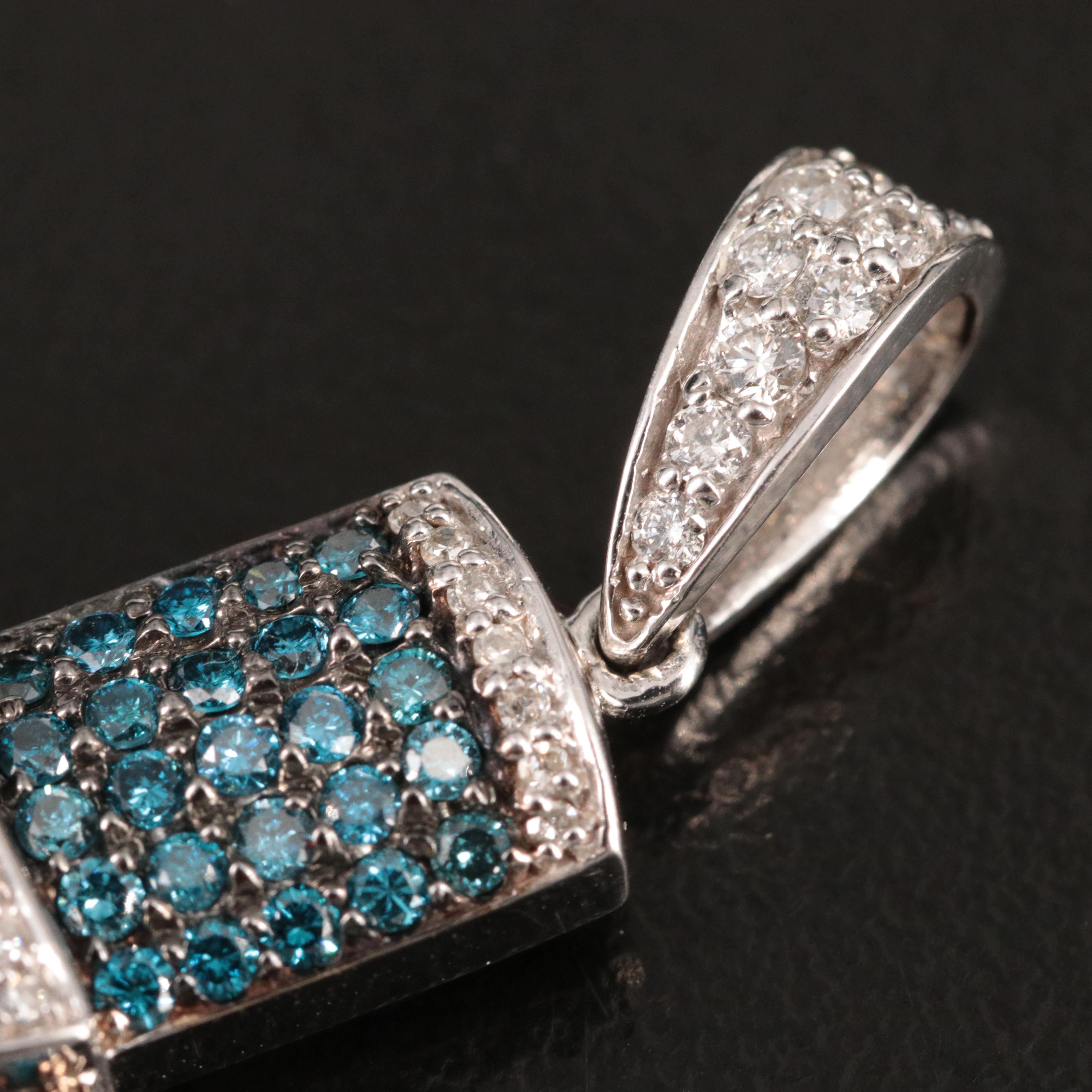 EFFY 14K 2.83 CTW Diamond Cross Pendant Fancy Blue Diamonds