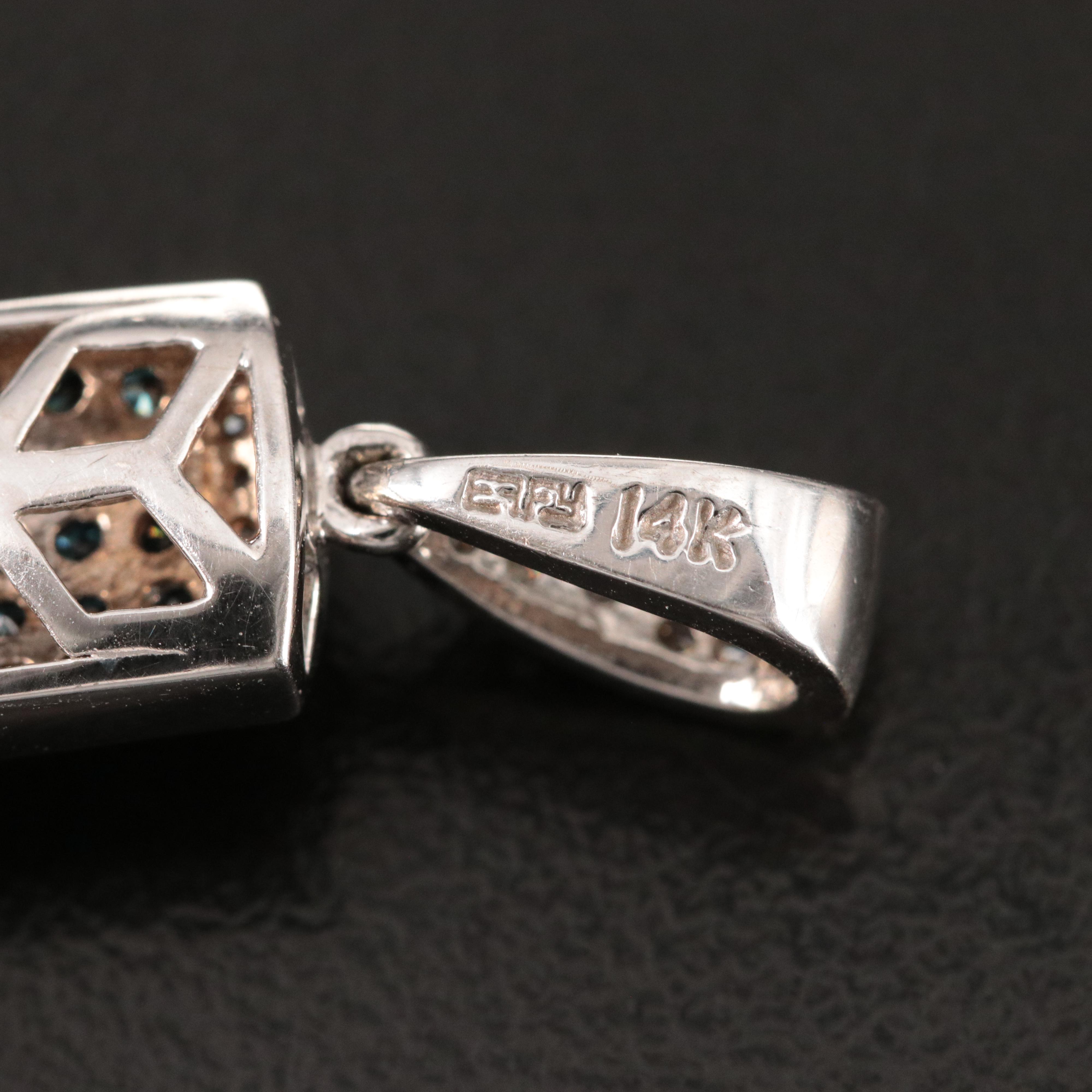 EFFY 14K 2.83 CTW Diamond Cross Pendant Fancy Blue Diamonds