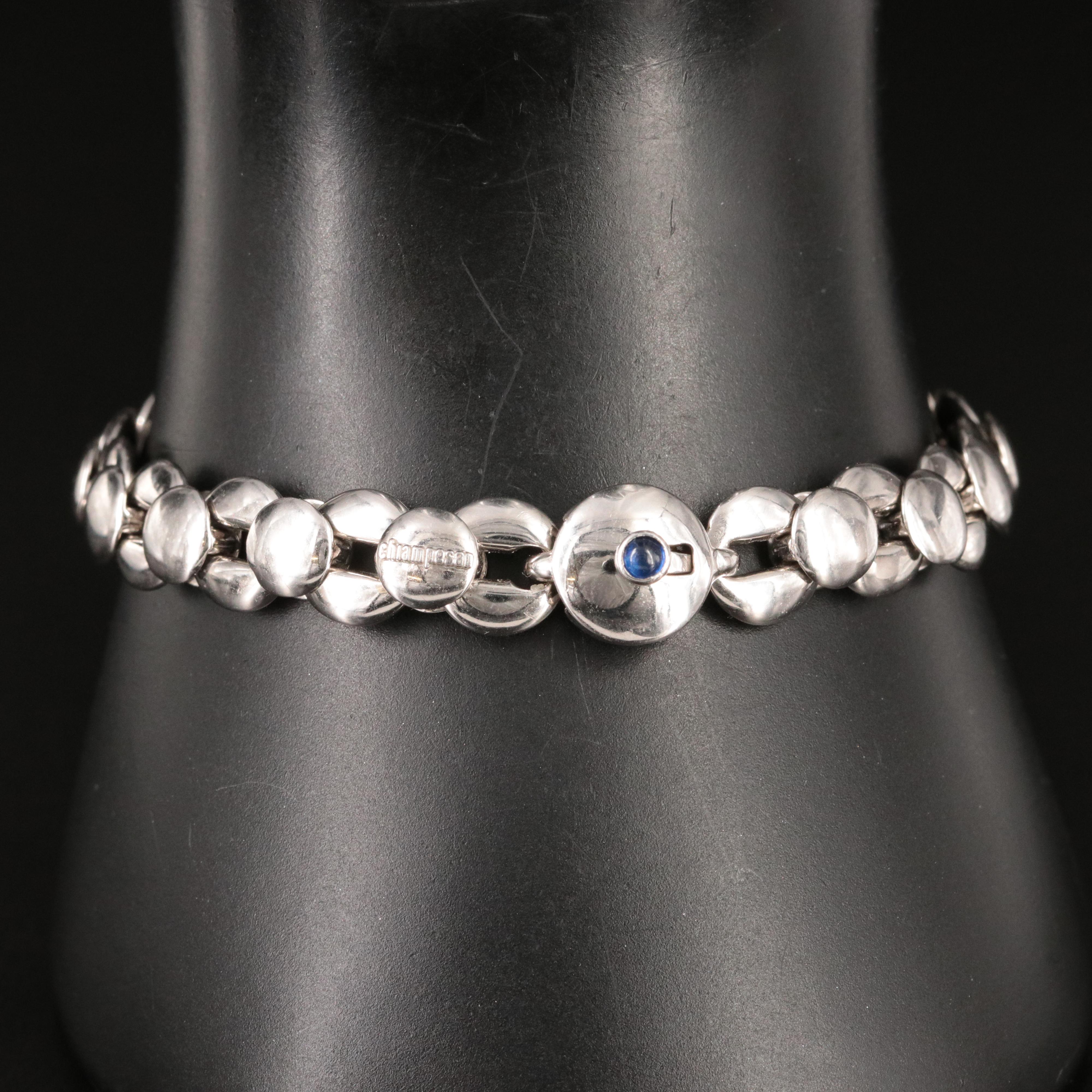 Chiampesan Fabris 18K Fancy Link Bracelet with Sapphire Accent