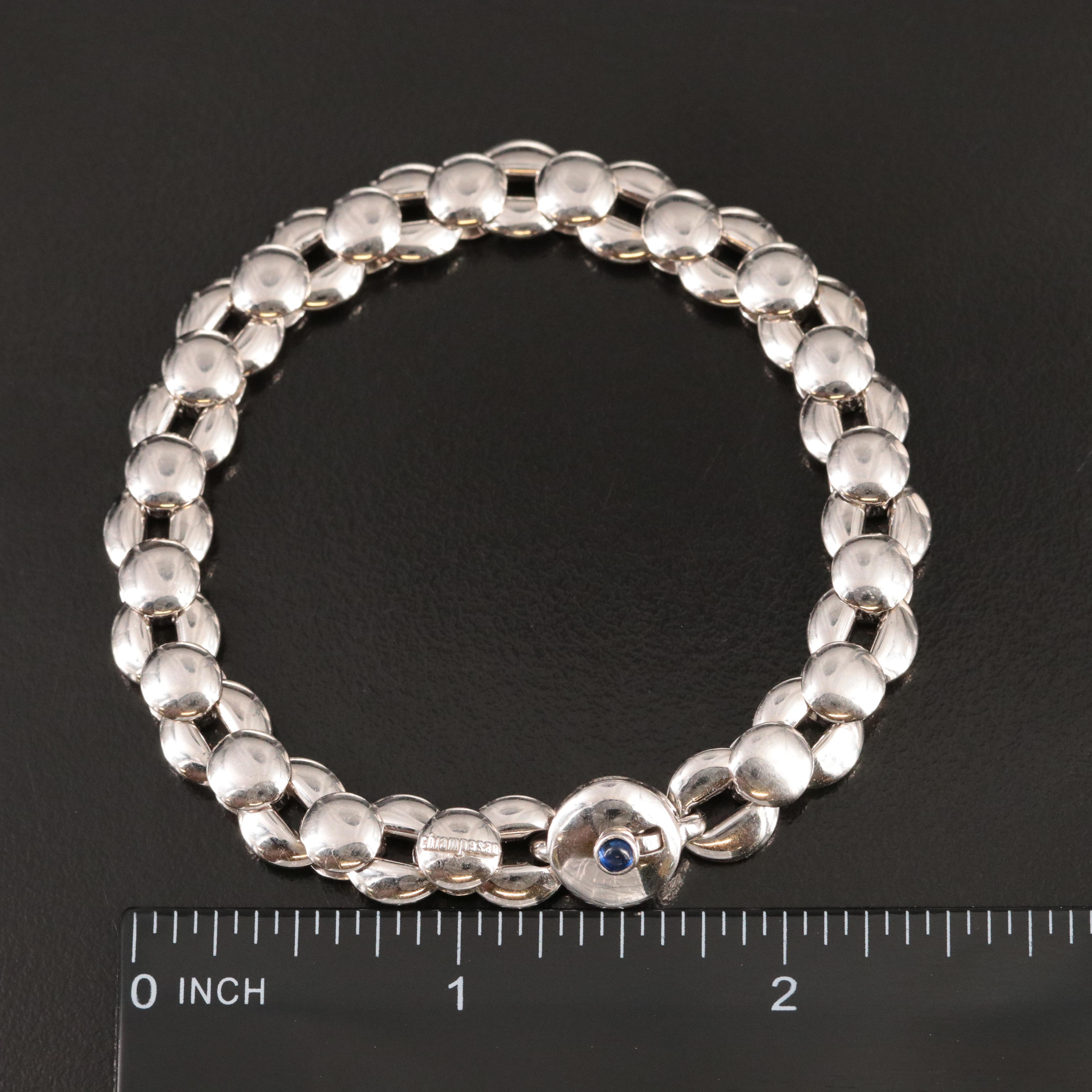 Chiampesan Fabris 18K Fancy Link Bracelet with Sapphire Accent