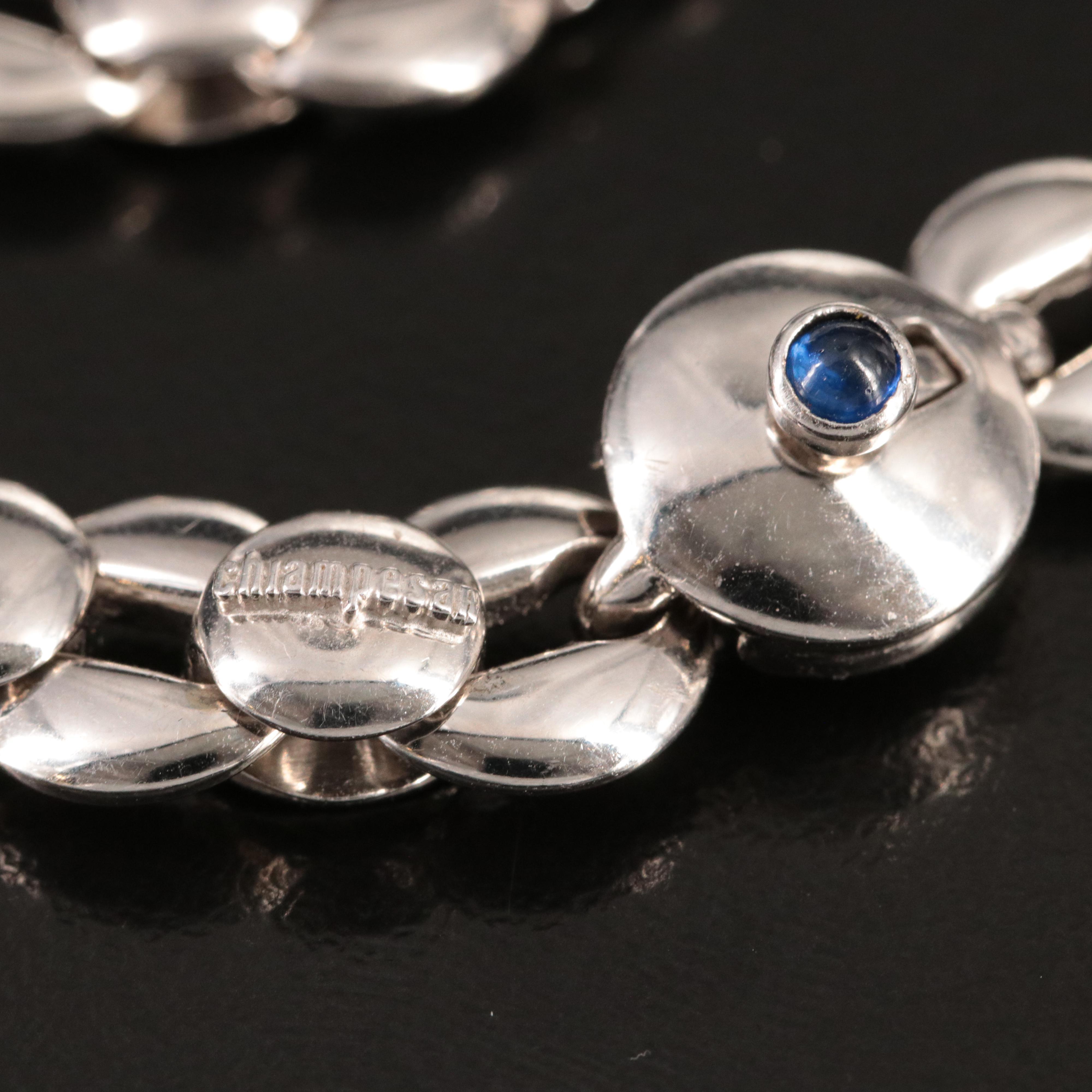 Chiampesan Fabris 18K Fancy Link Bracelet with Sapphire Accent