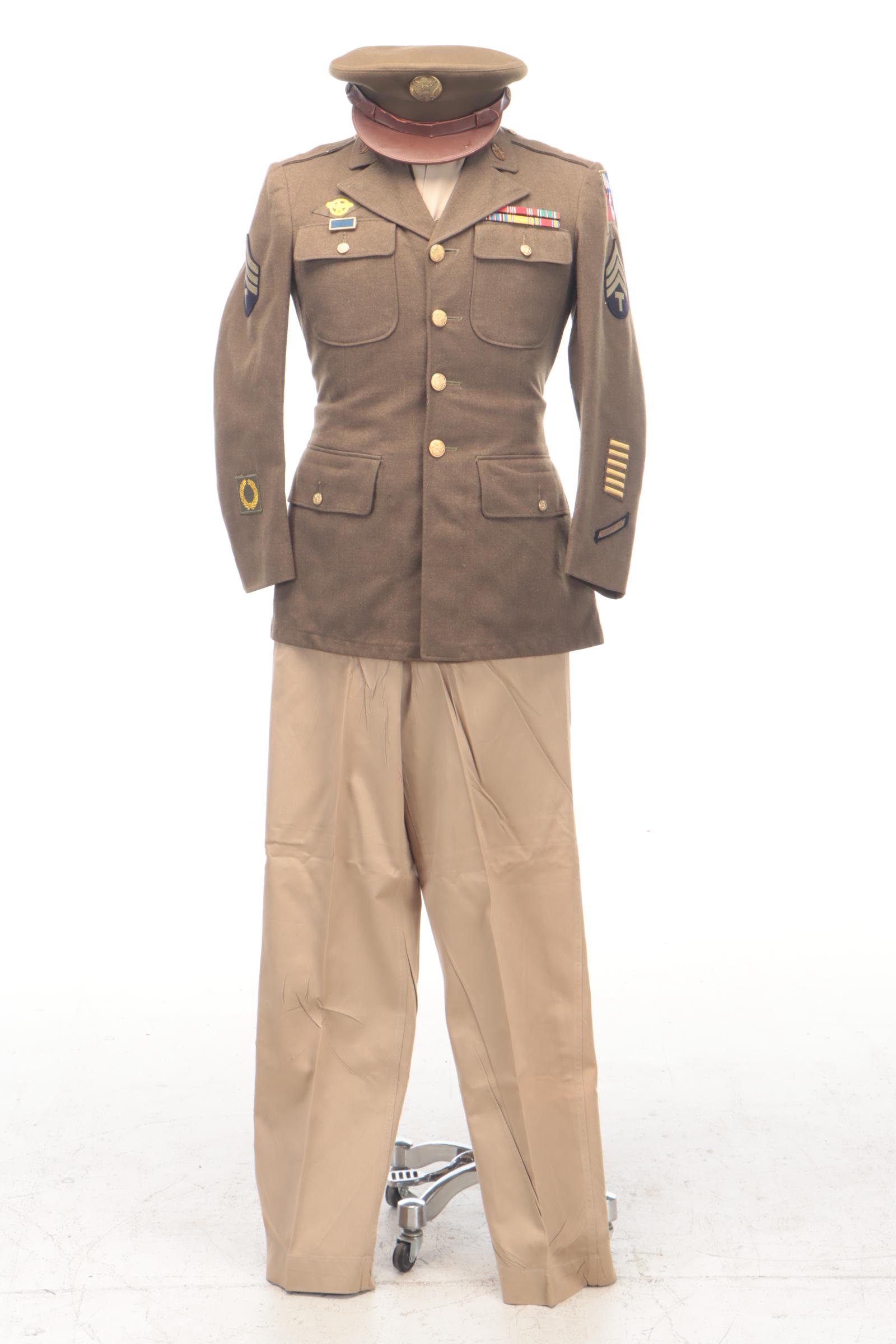 World War II U.S. Army Dress Coat, Uniform, Cap, Letters, Trunk and More