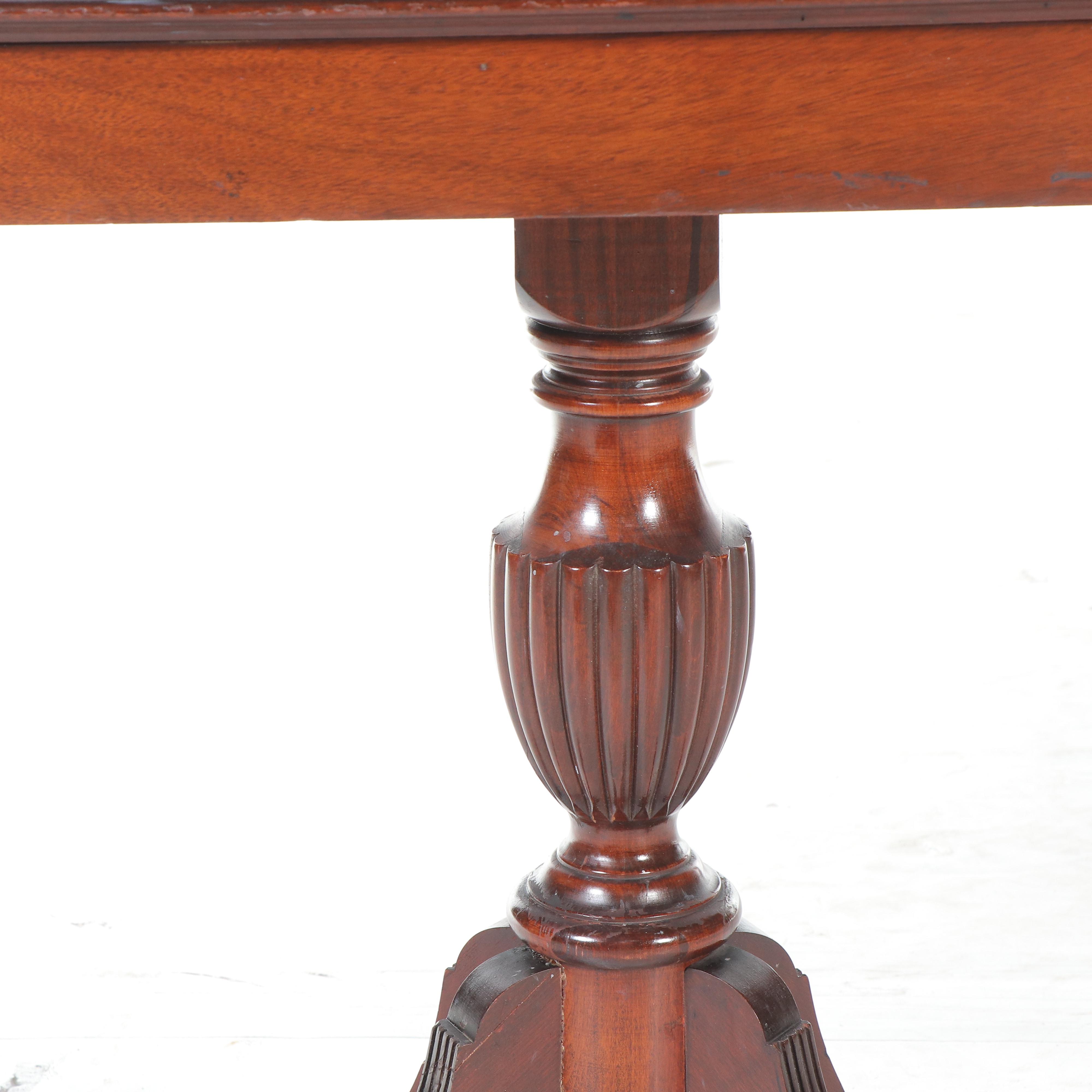 Duncan Phyfe Style Mahogany Twist Top Game Table, Early to Mid-20th Century