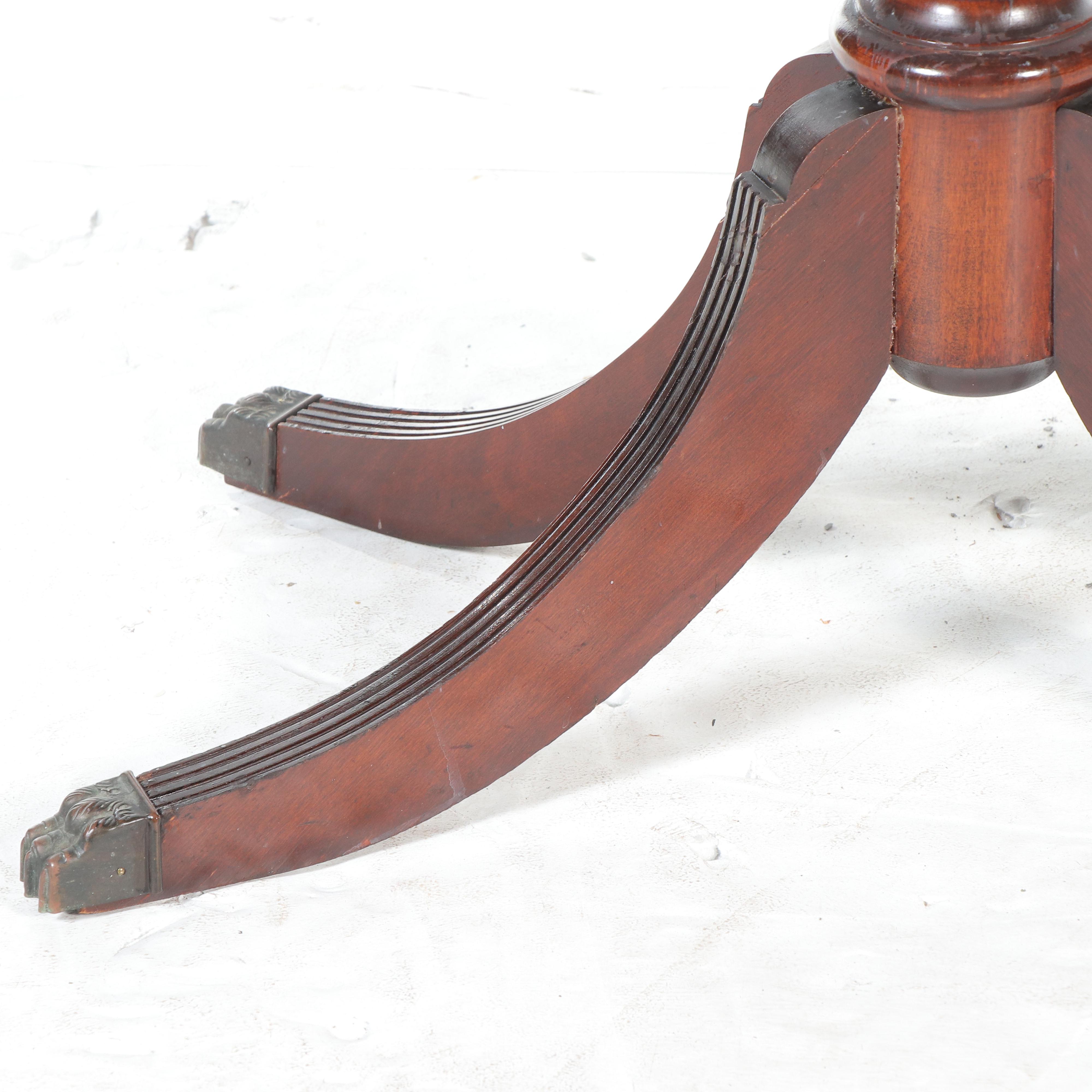 Duncan Phyfe Style Mahogany Twist Top Game Table, Early to Mid-20th Century