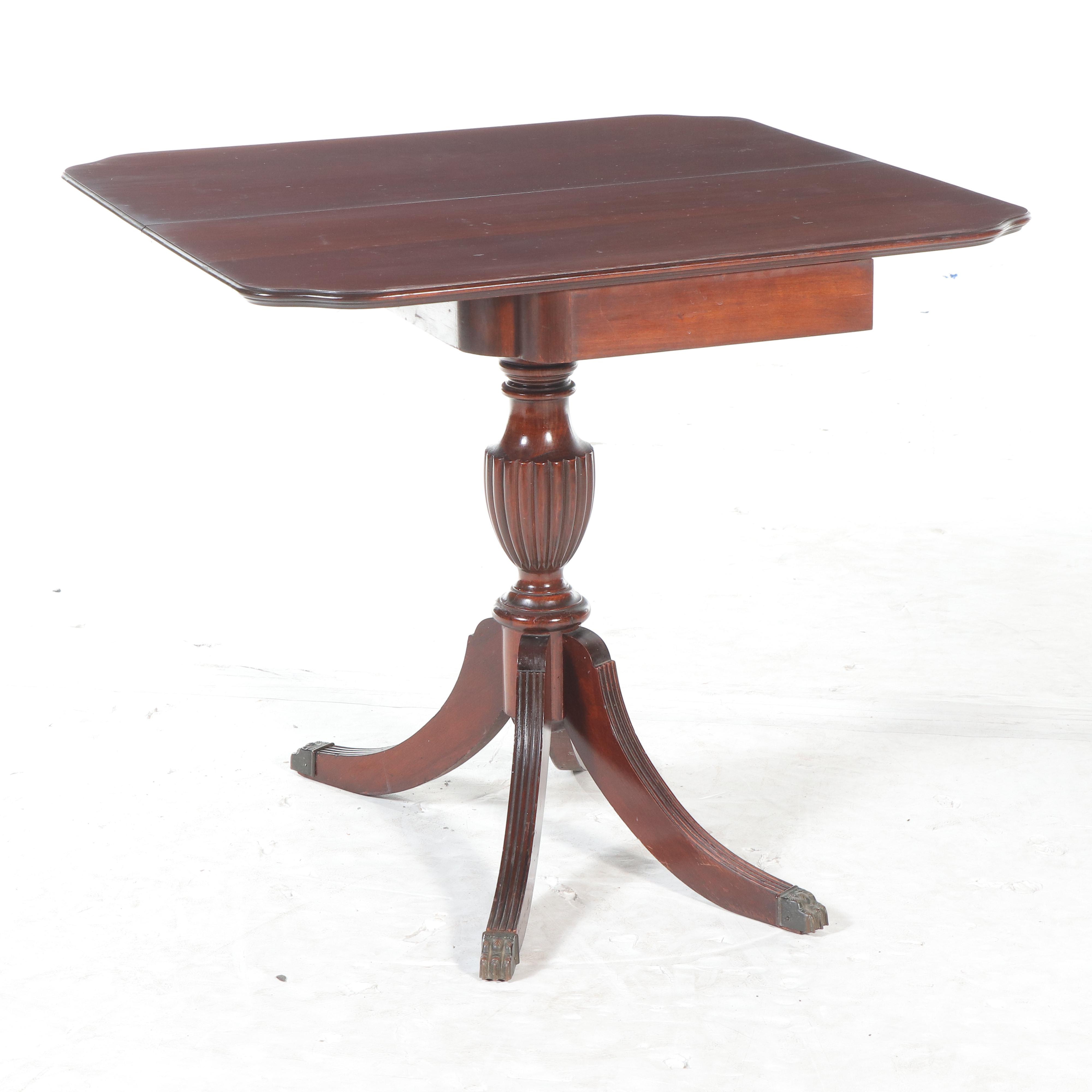 Duncan Phyfe Style Mahogany Twist Top Game Table, Early to Mid-20th Century