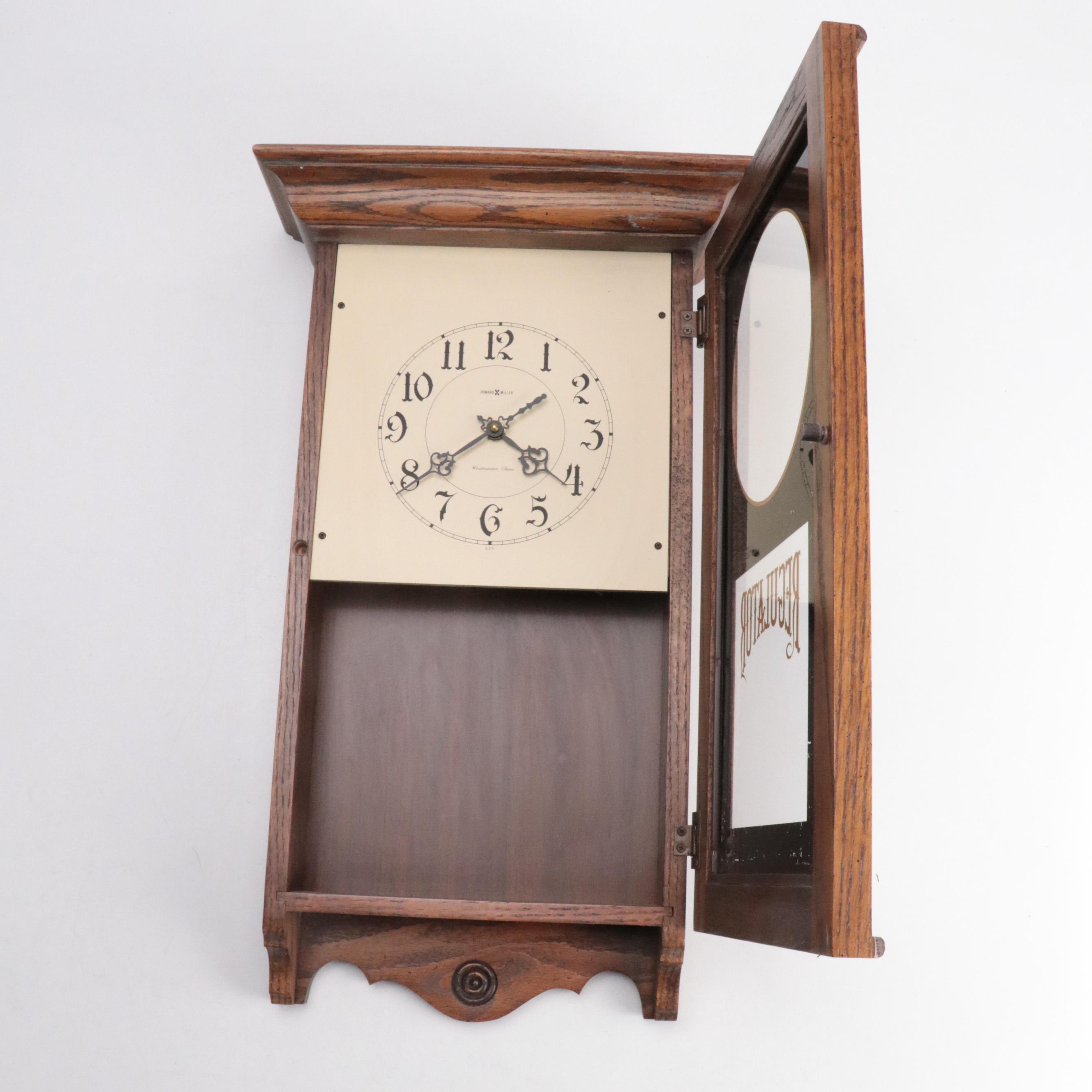 Howard Miller Oak Case Regulator Wall Clock