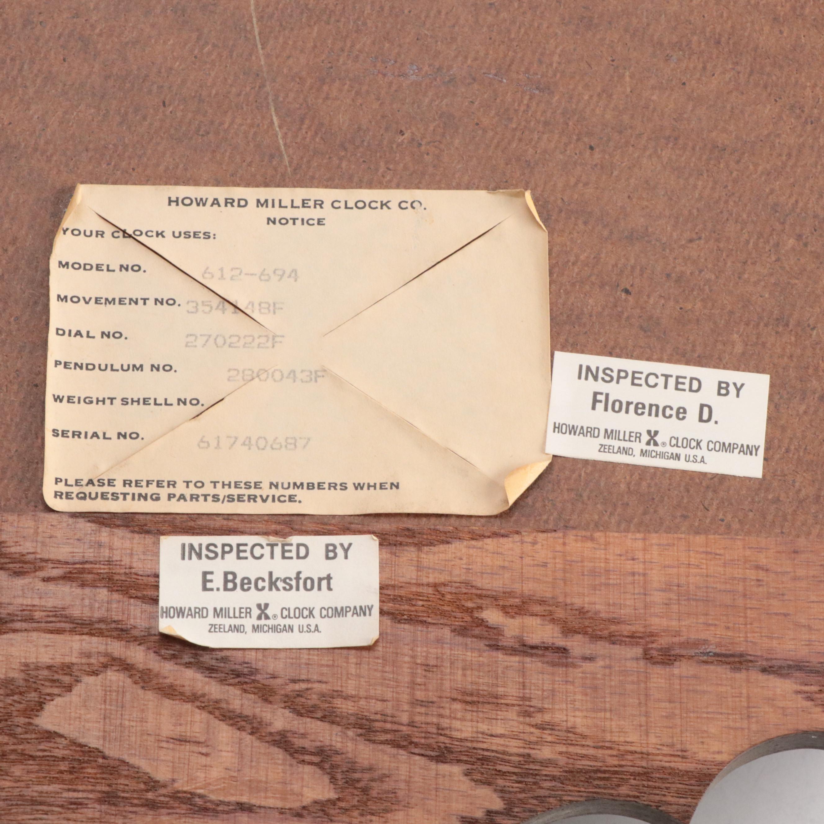 Howard Miller Oak Case Regulator Wall Clock