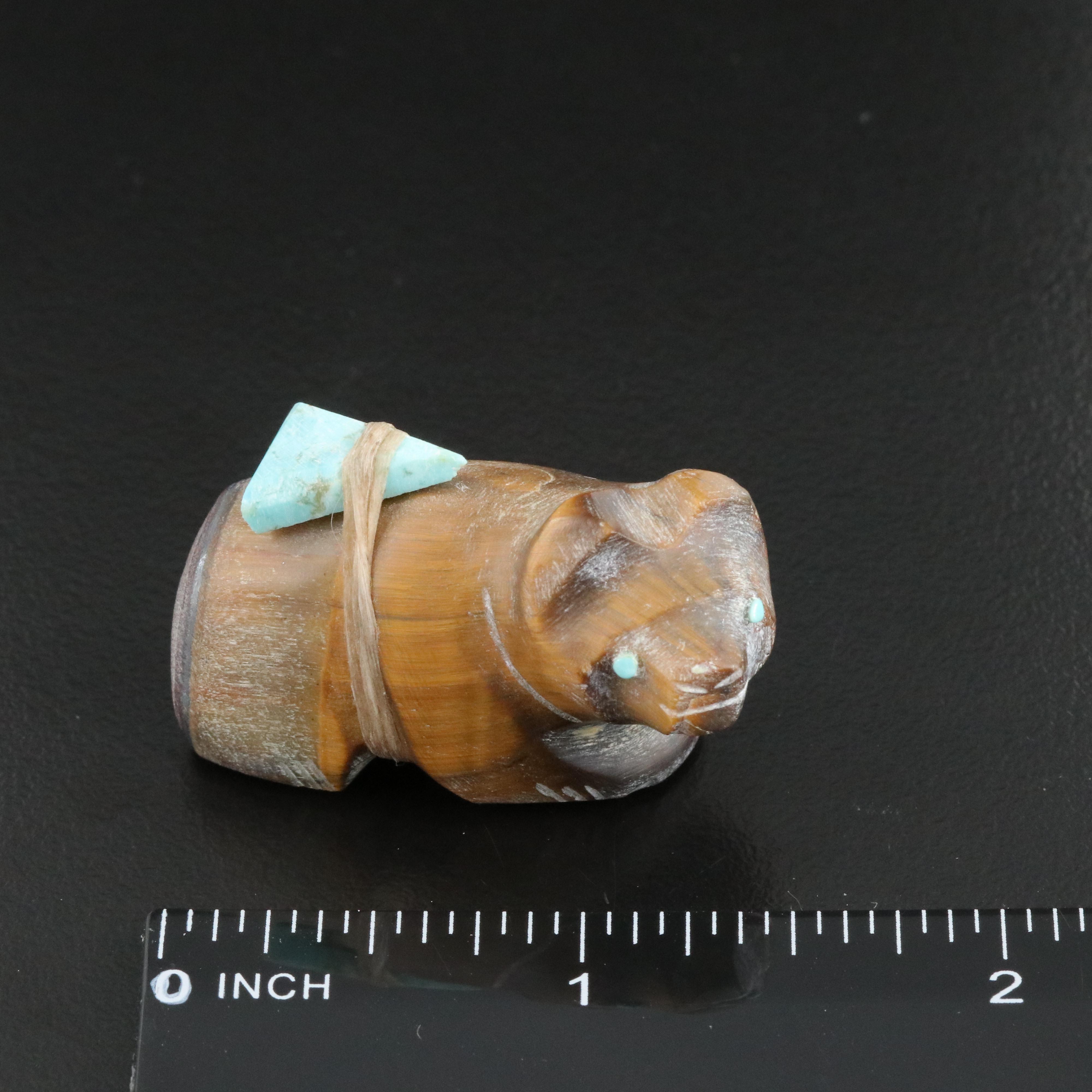 Loose Tiger's Eye and Turquoise Fetish Bear Carving