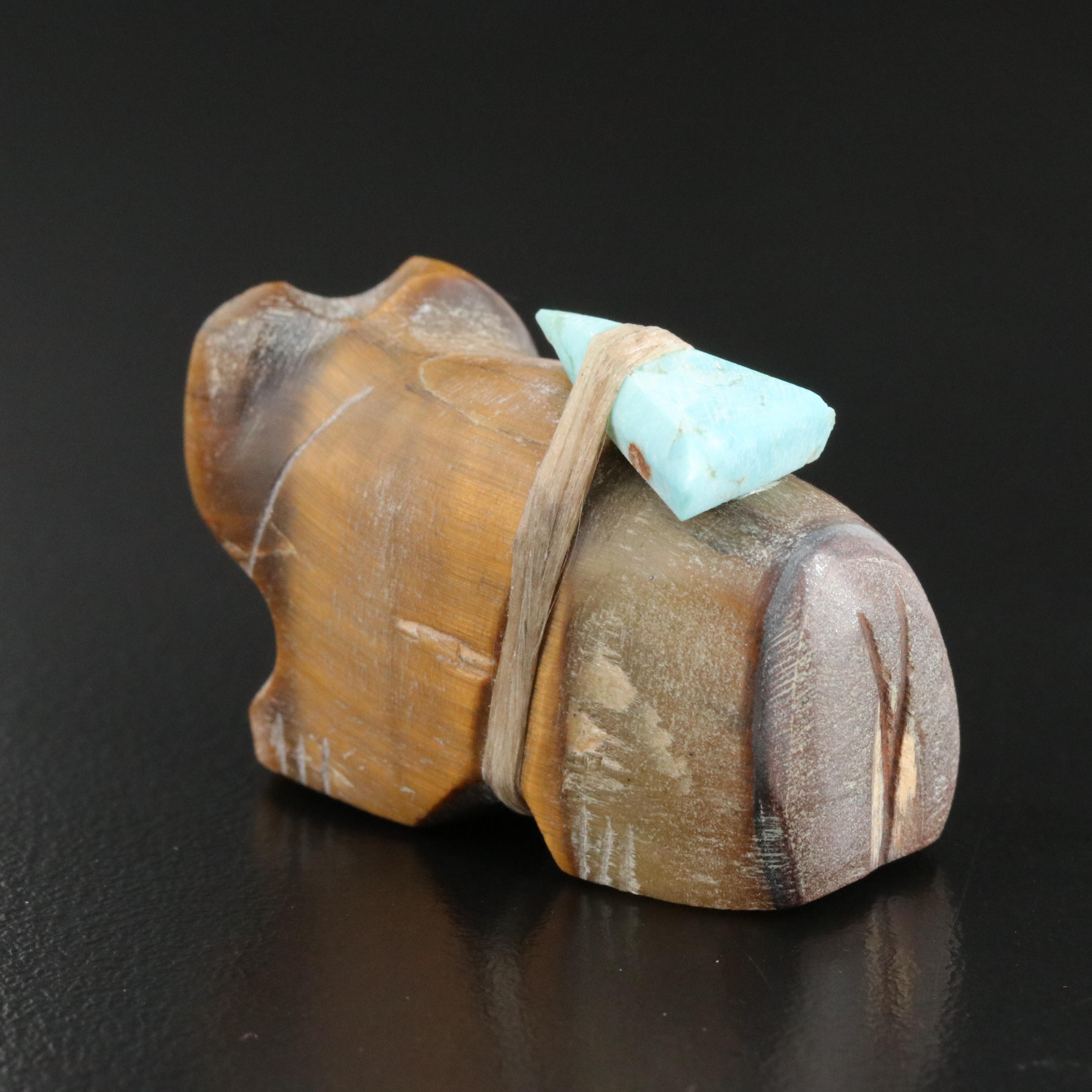 Loose Tiger's Eye and Turquoise Fetish Bear Carving