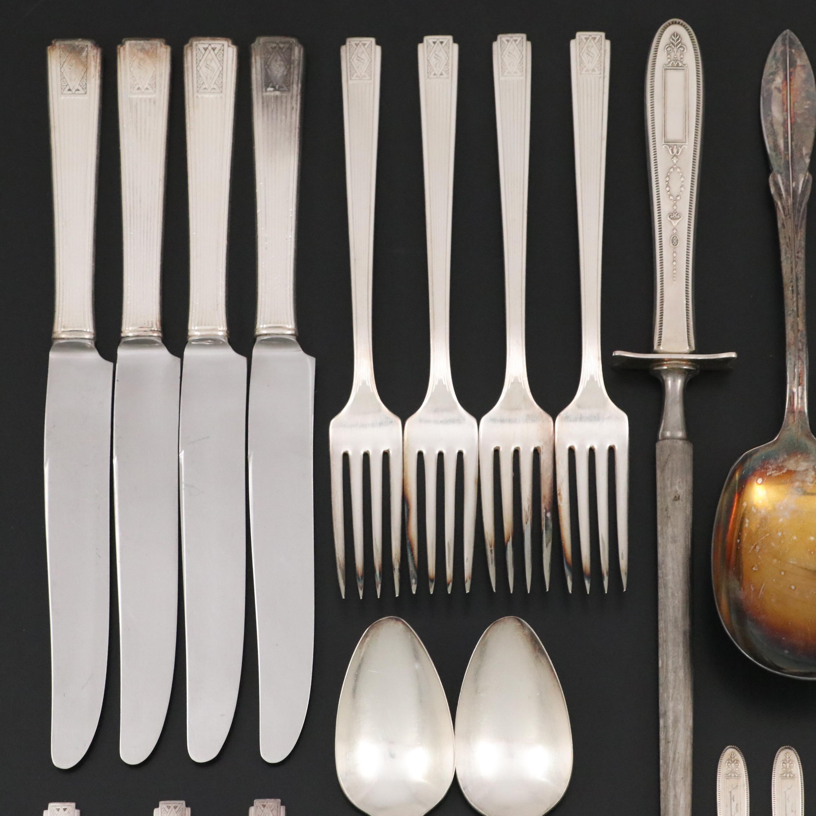 Community Plate Flatware with Other Silver Plate Serving Utensils, Sharpener