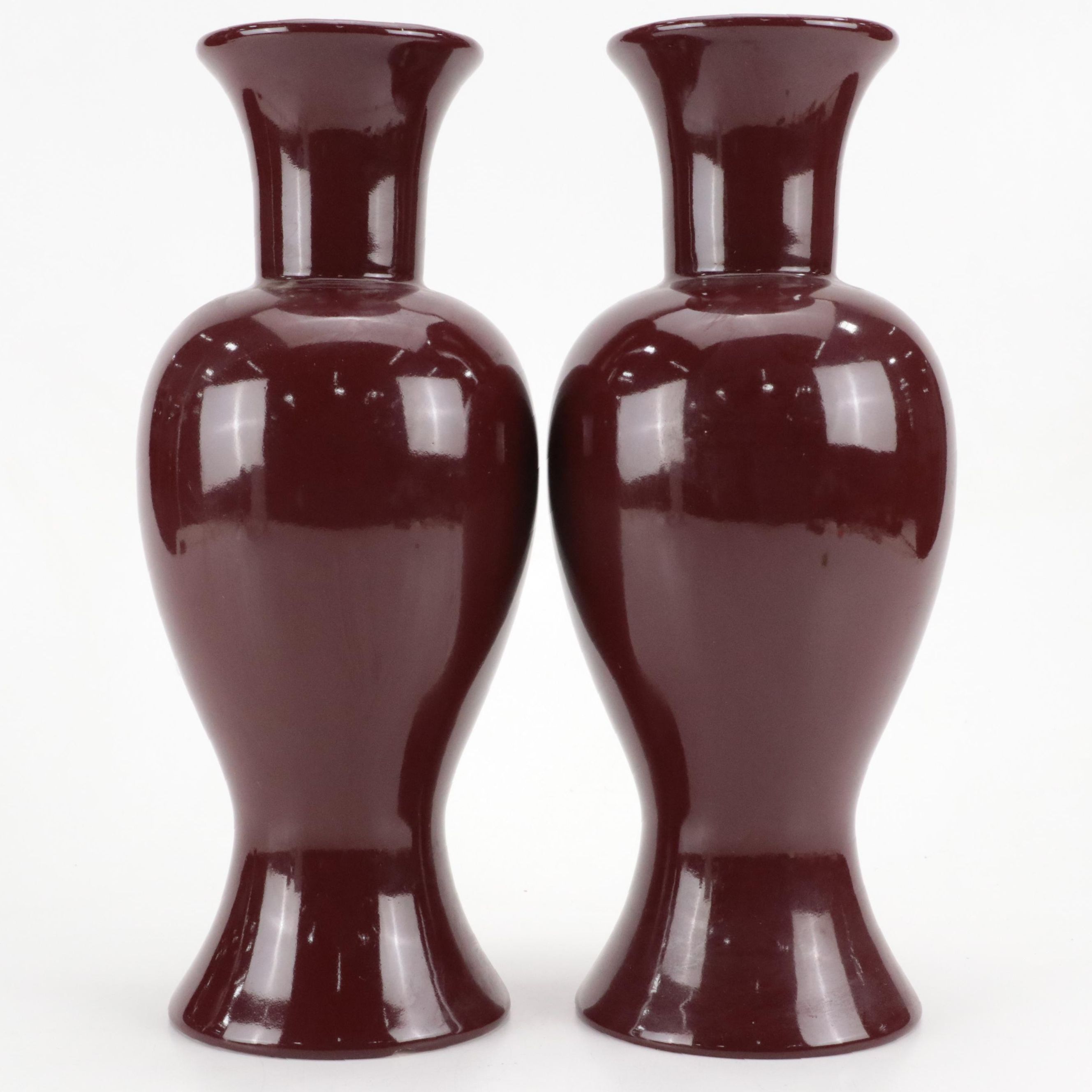Rubel & Co. Oxblood Glazed Ceramic Vase Pair