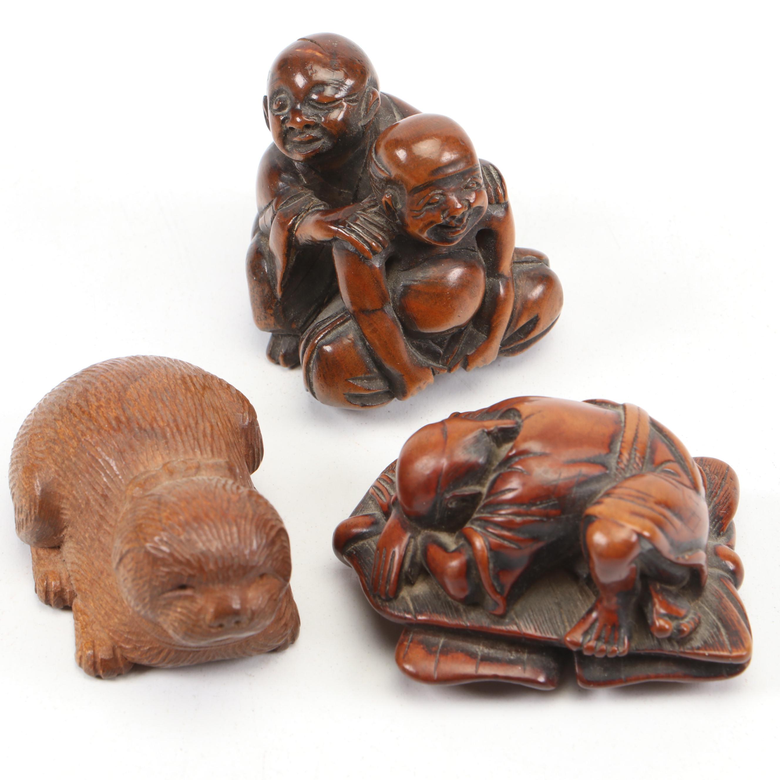 Japanese Carved Wooden Netsukes