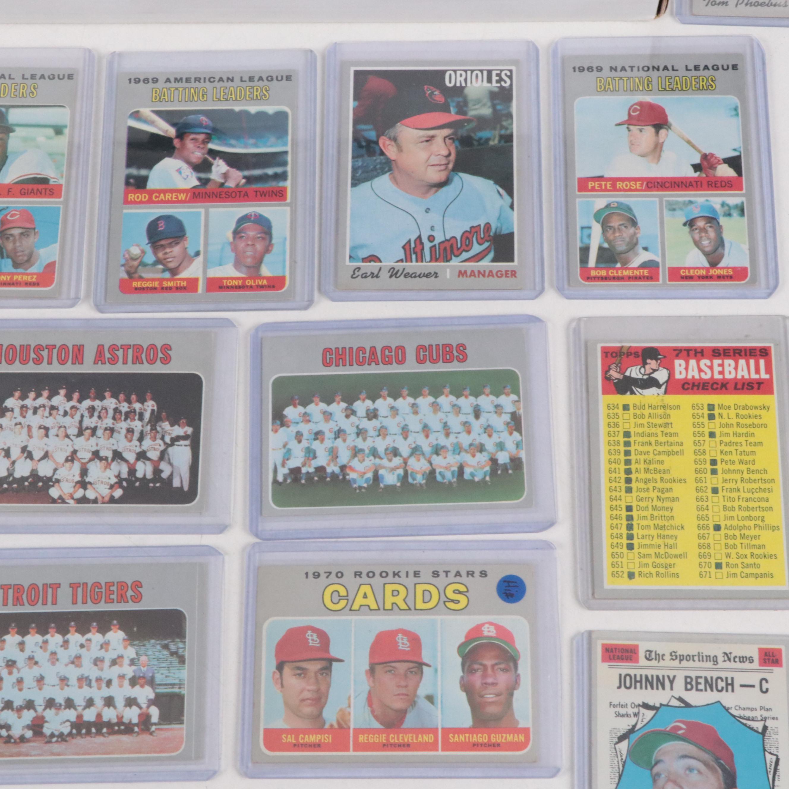 1970 Topps Baseball Cards Featuring Johnny Bench, Earl Weaver, and More