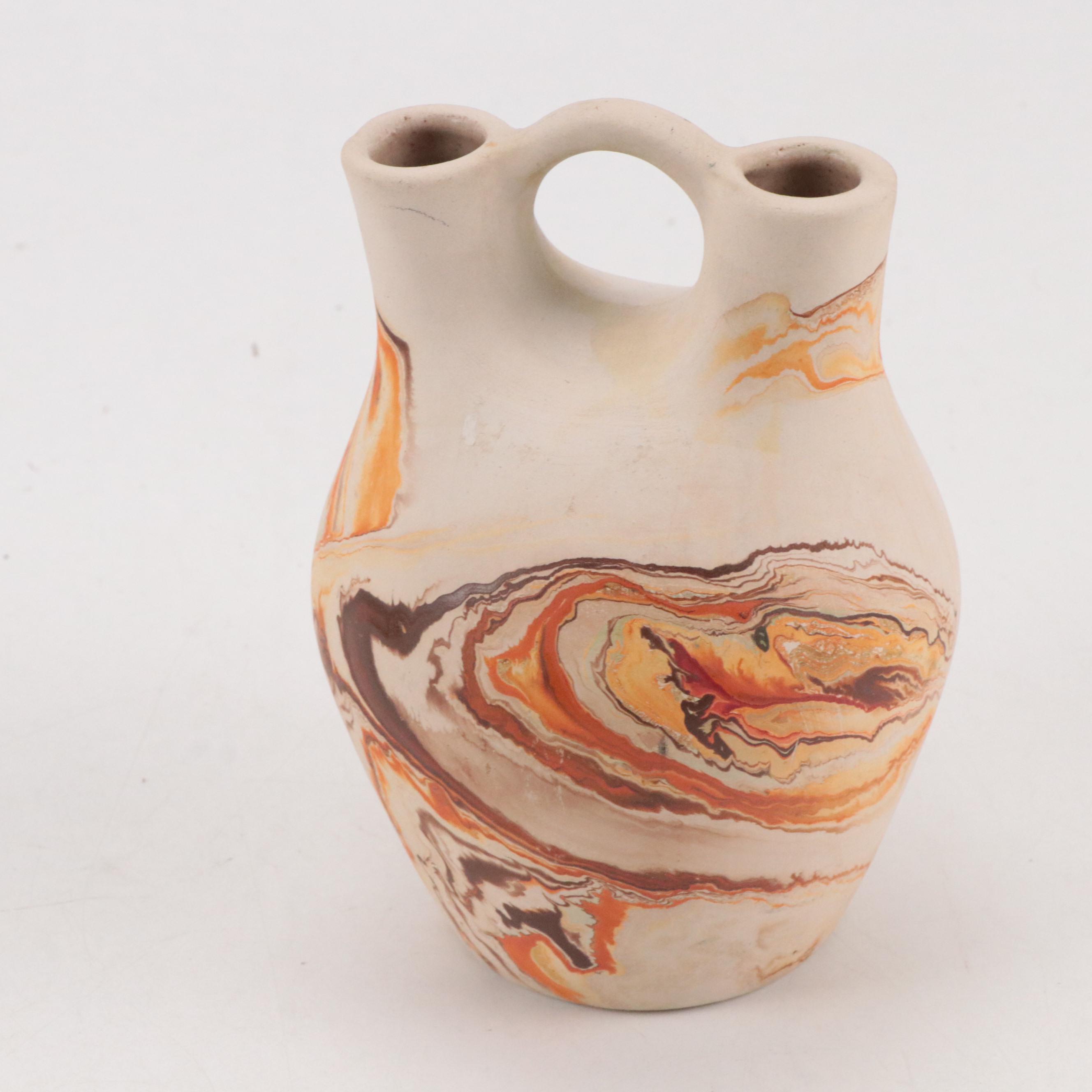 Nemadji Pottery Swirl Glaze Ceramic Wedding and Flower Vases