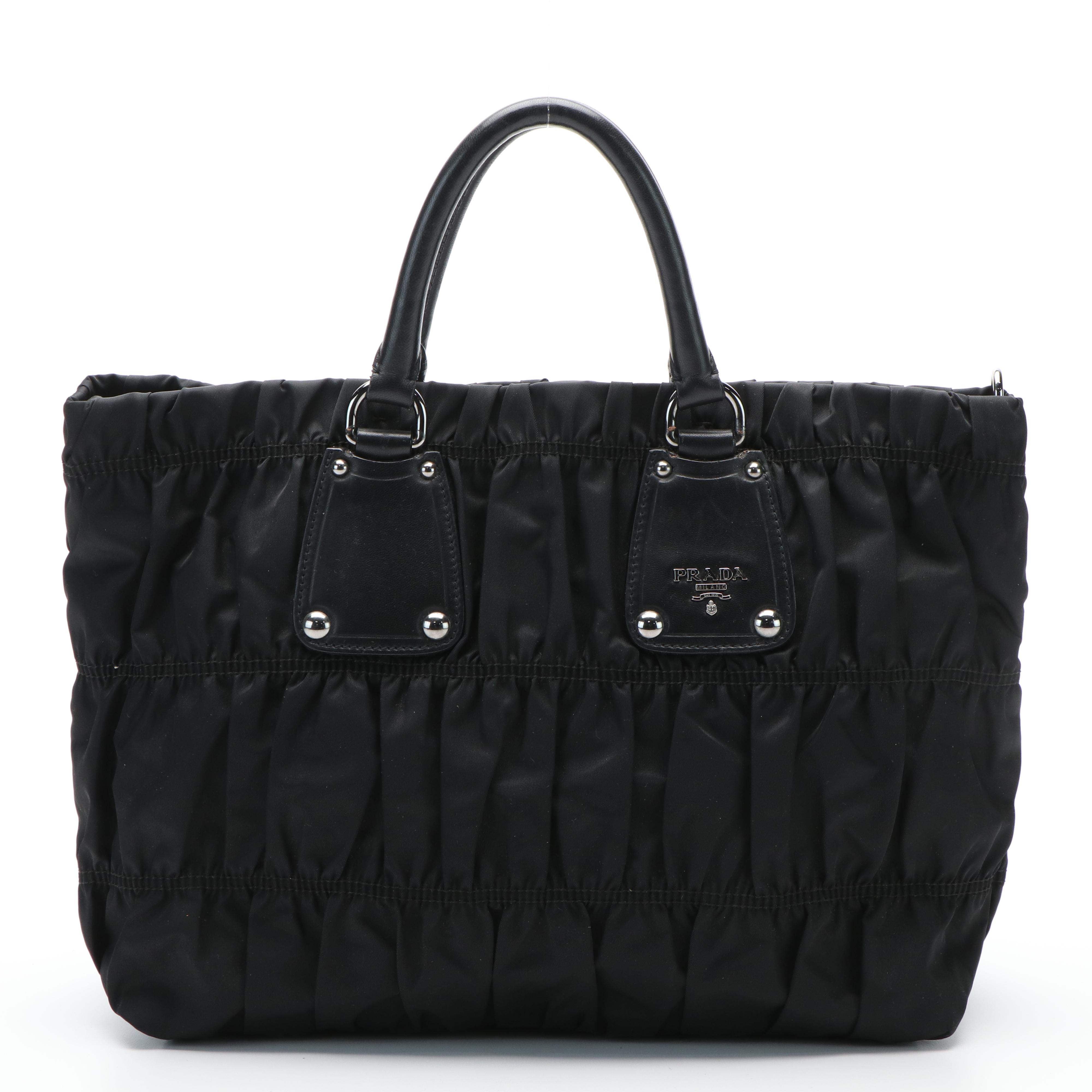 Prada  Tessuto Gaufre Black Nylon Tote Bag
