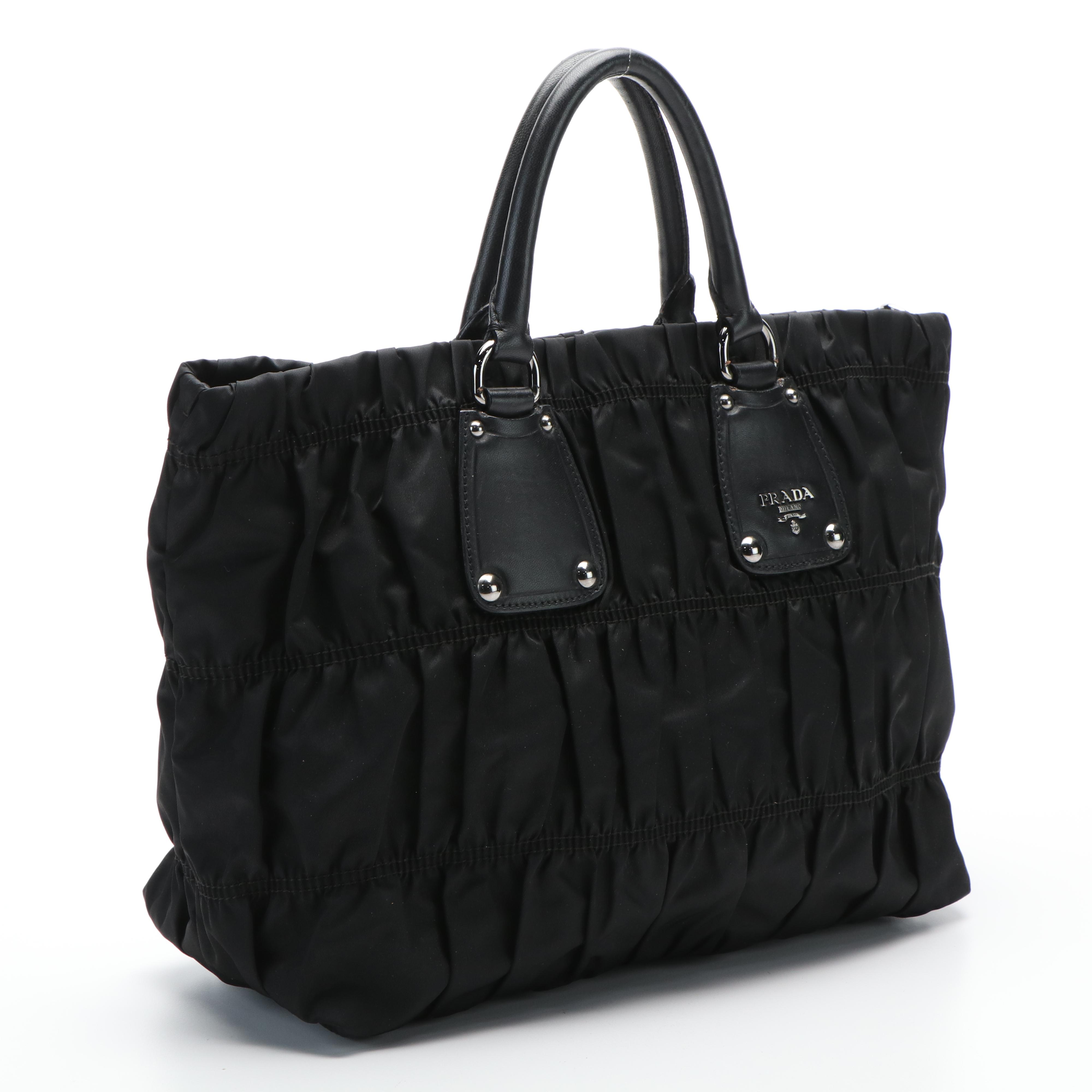 Prada  Tessuto Gaufre Black Nylon Tote Bag