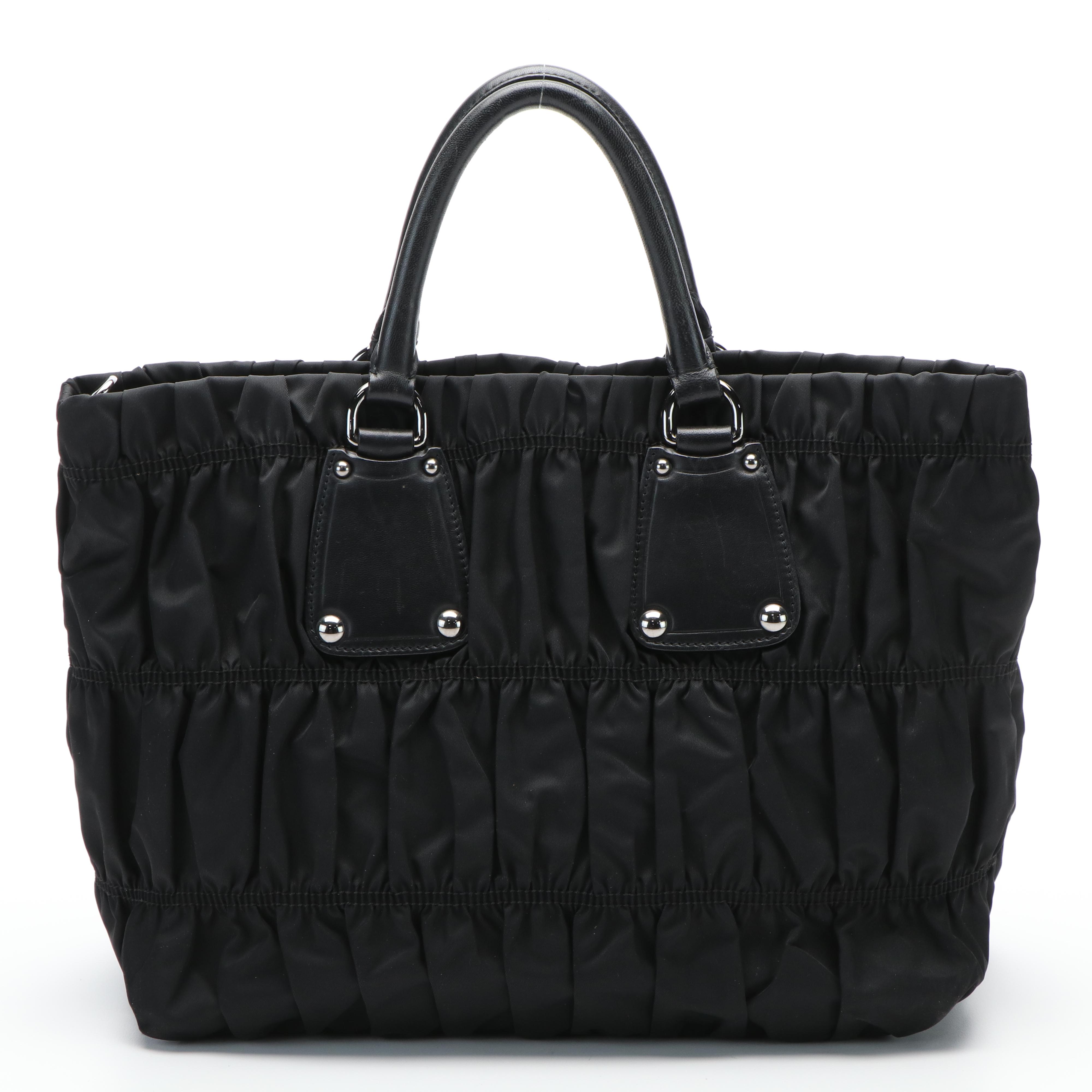 Prada  Tessuto Gaufre Black Nylon Tote Bag