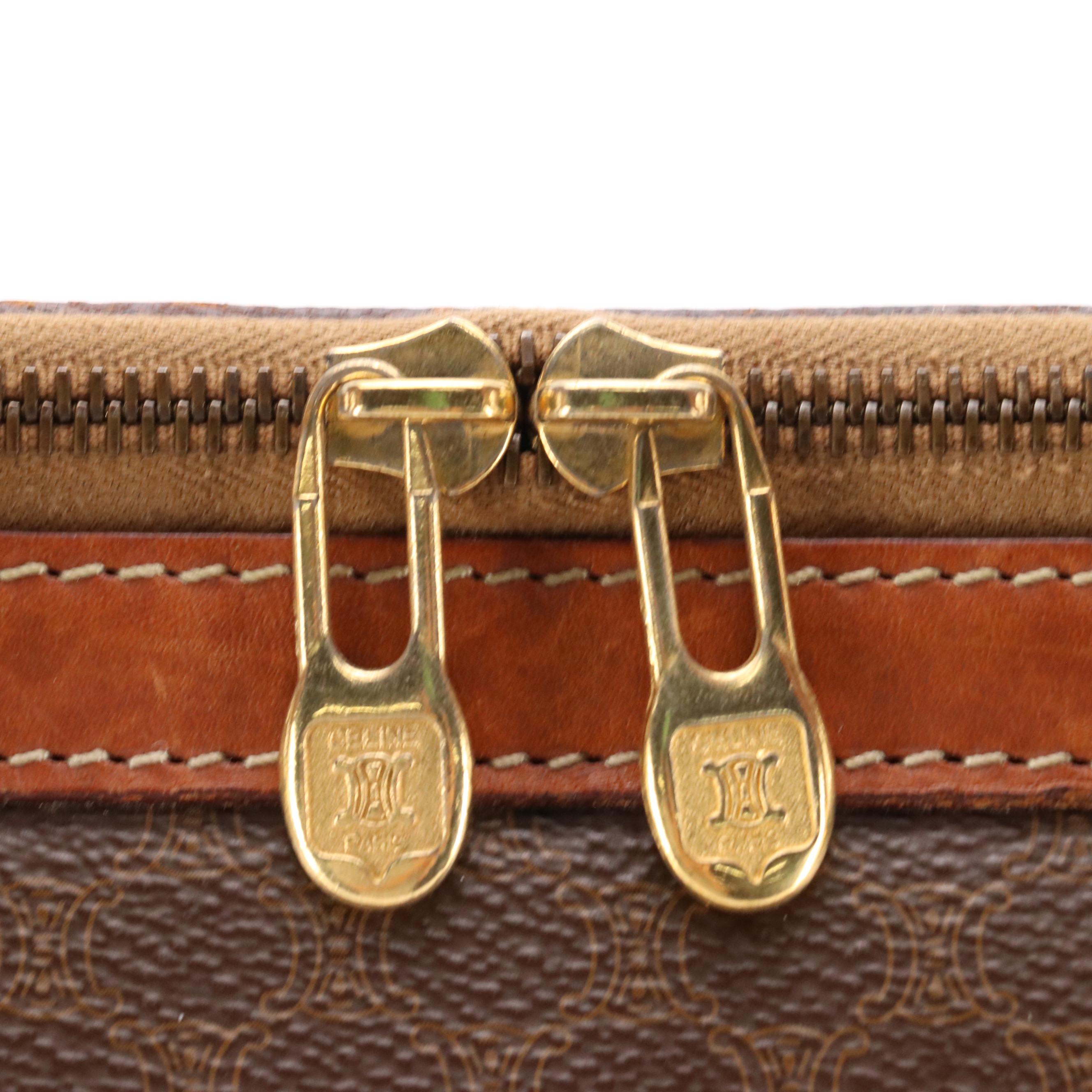 Celine Macadam Coated Canvas and Leather Duffel Bag with Shoulder Strap