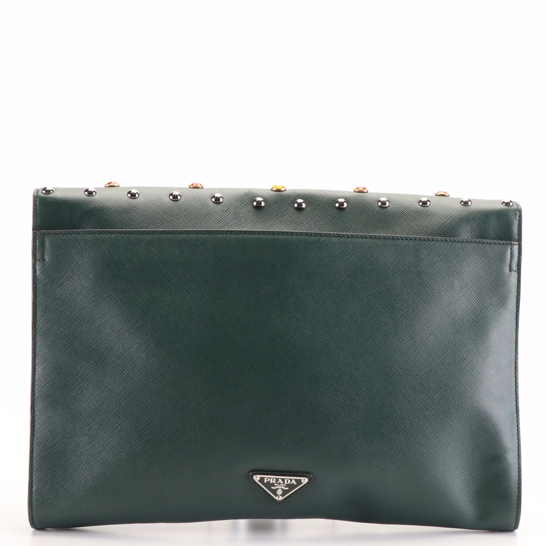 Prada Bijoux and Studs Saffiano Leather Portfolio Bag