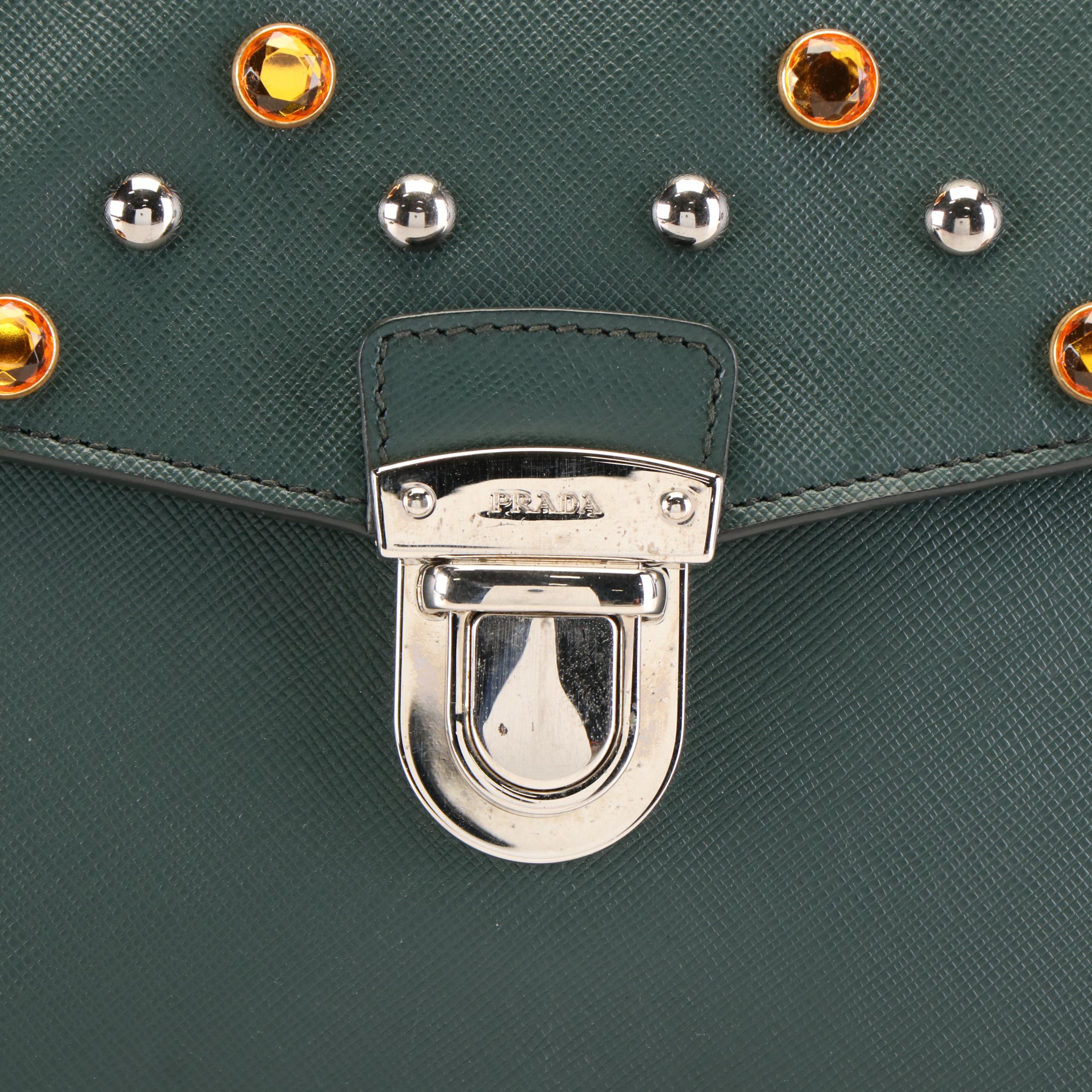 Prada Bijoux and Studs Saffiano Leather Portfolio Bag