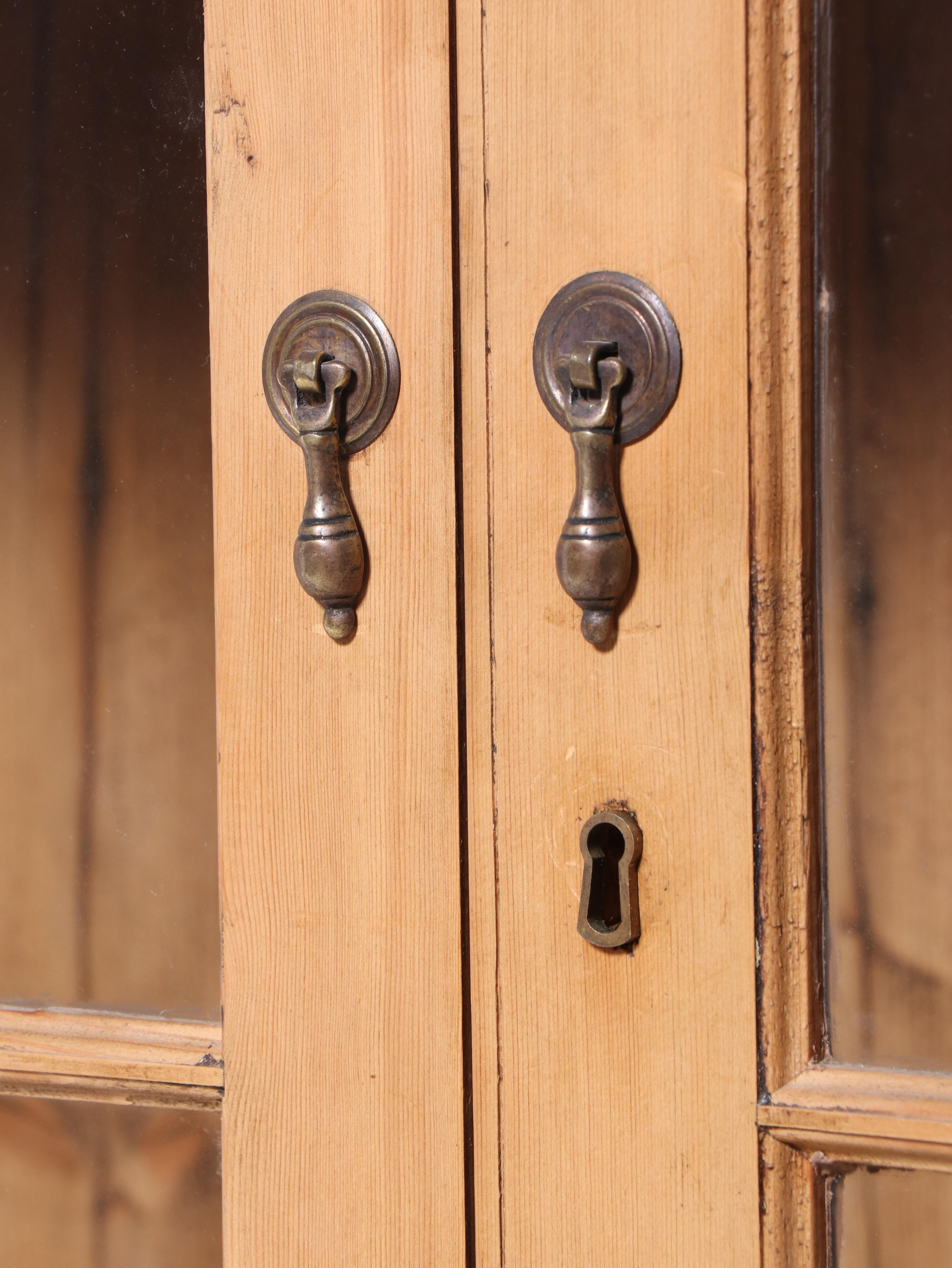 Federal Style Scrubbed Pine China Cabinet, 19th Century