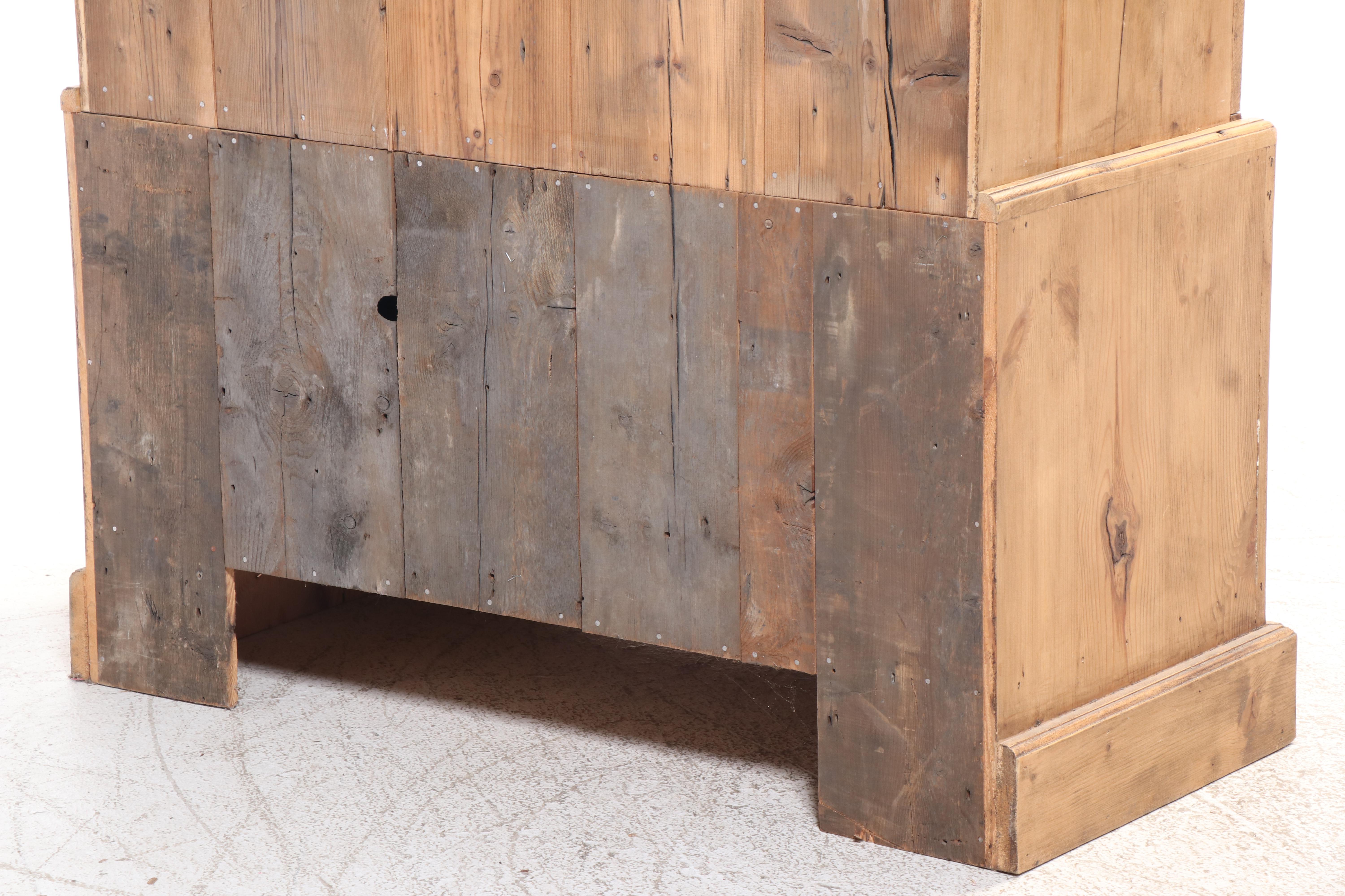 Federal Style Scrubbed Pine China Cabinet, 19th Century