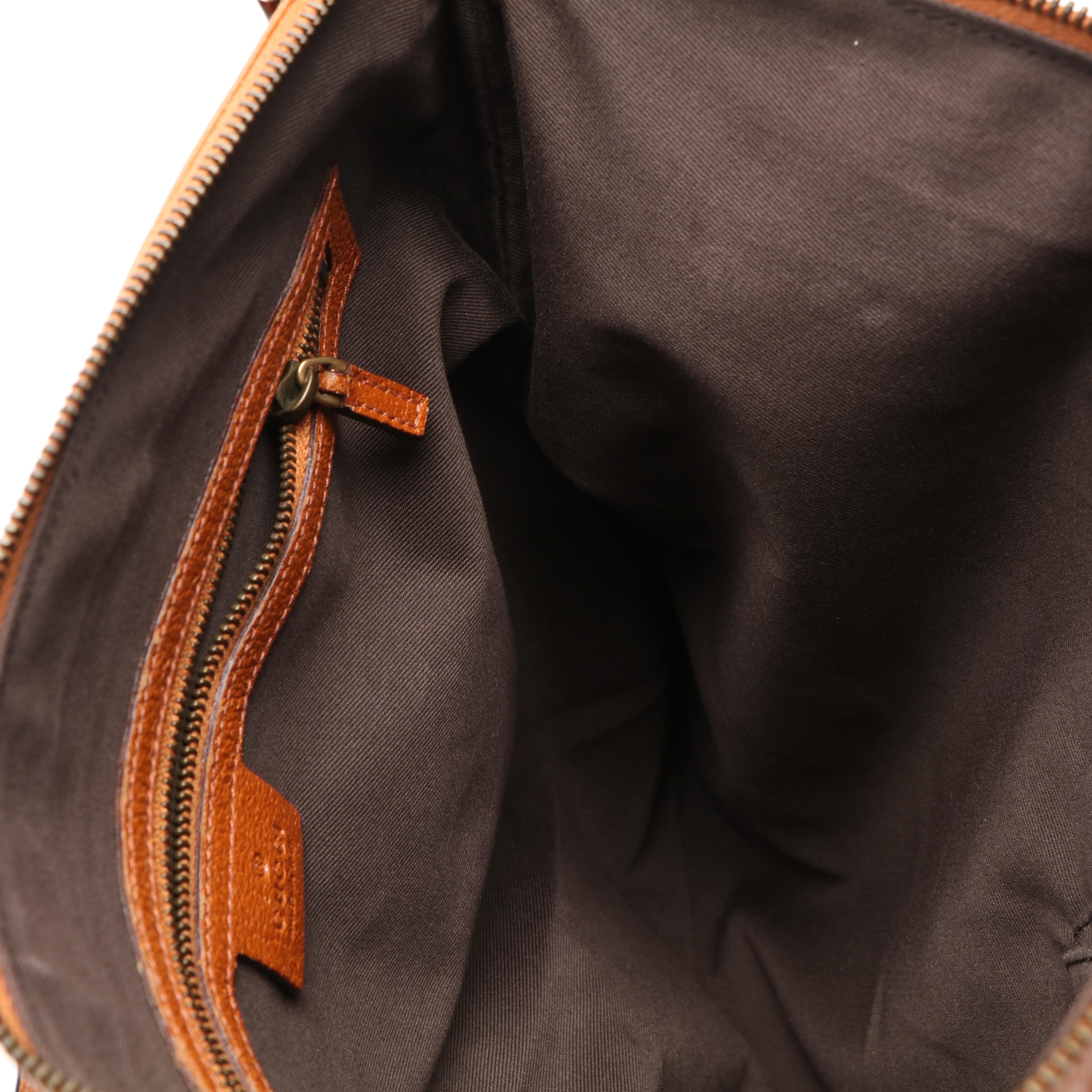 Gucci GG Nailhead Leather Trimmed Canvas Shoulder Bag