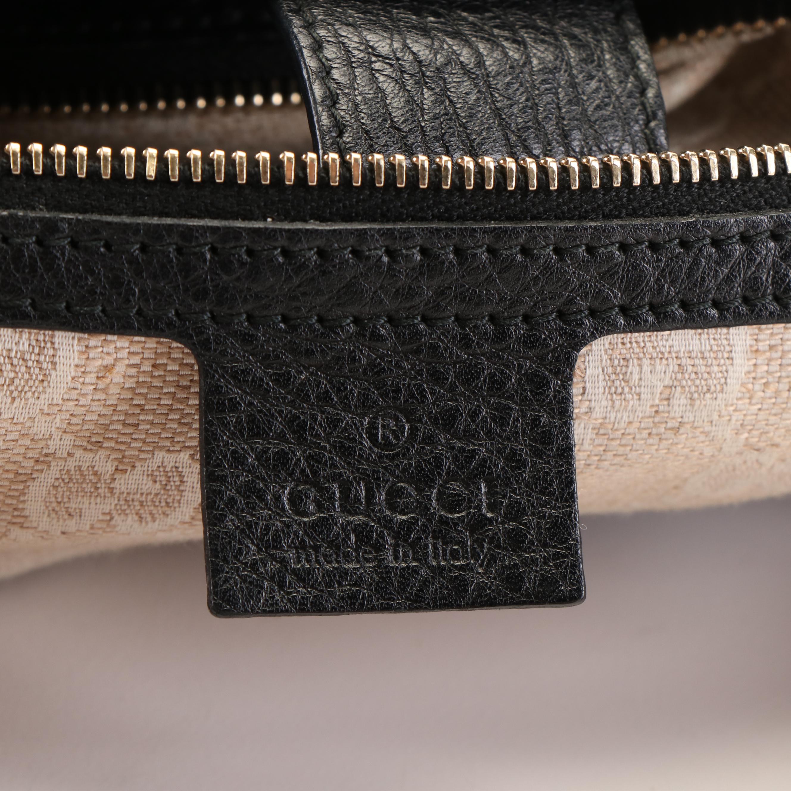 Gucci Diana Bamboo Top Handle Tote Bag  in Black Pebbled Leather