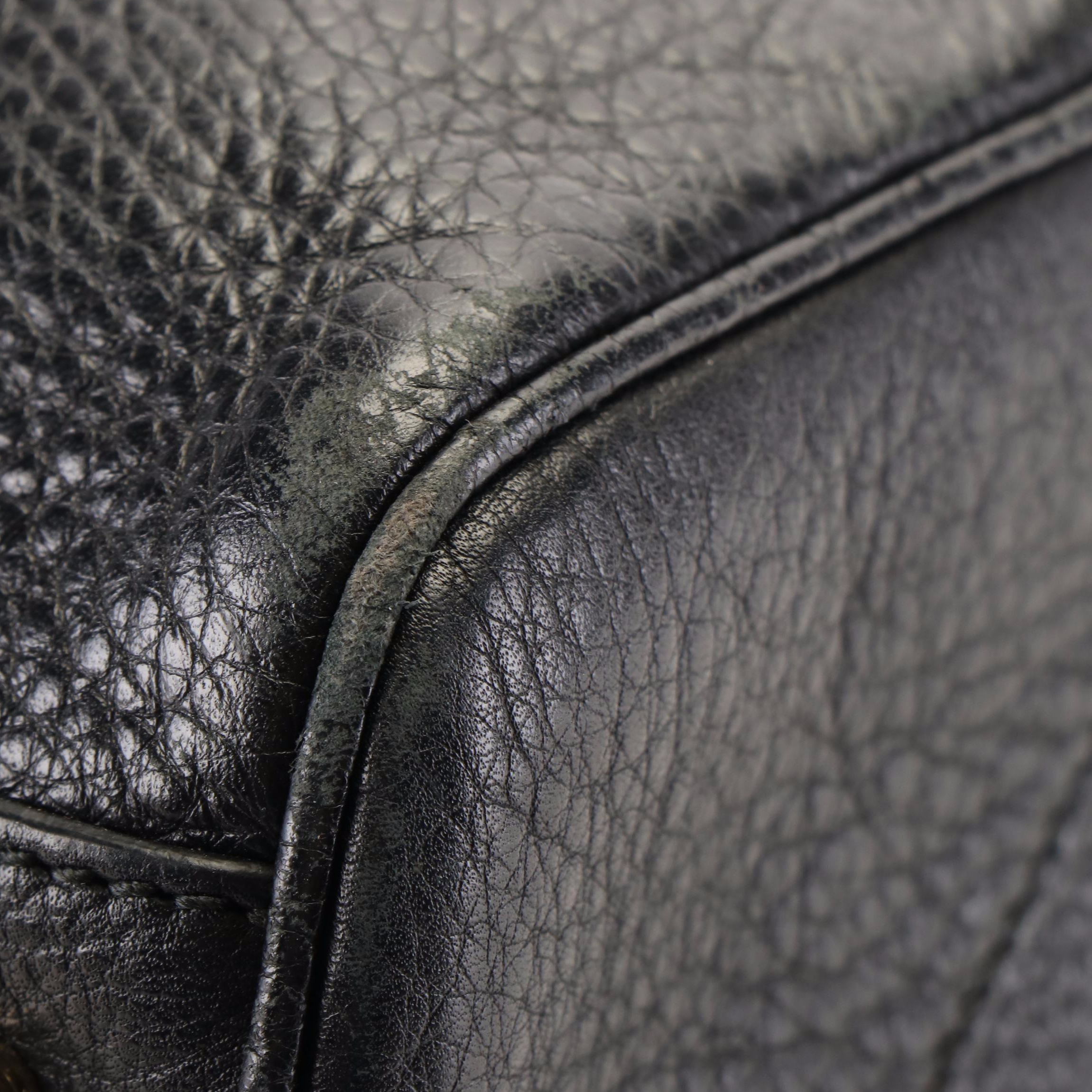 Gucci Diana Bamboo Top Handle Tote Bag  in Black Pebbled Leather