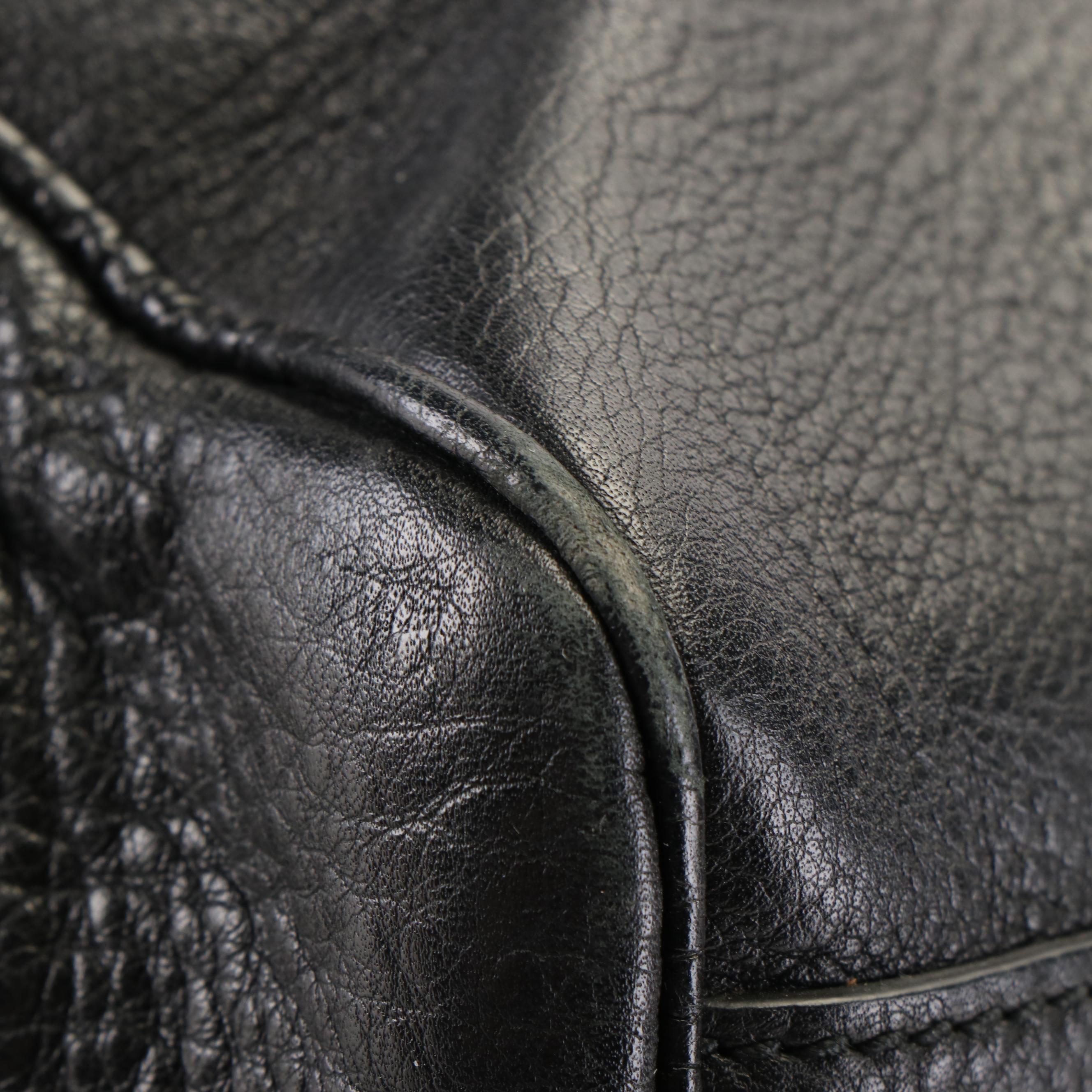 Gucci Diana Bamboo Top Handle Tote Bag  in Black Pebbled Leather