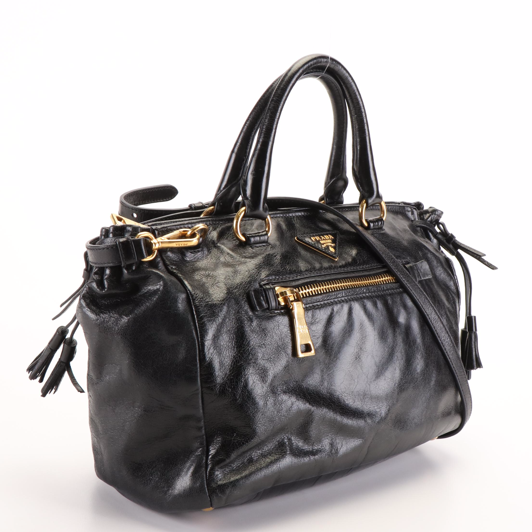 Prada Vitello Shine Leather Convetible Satchel