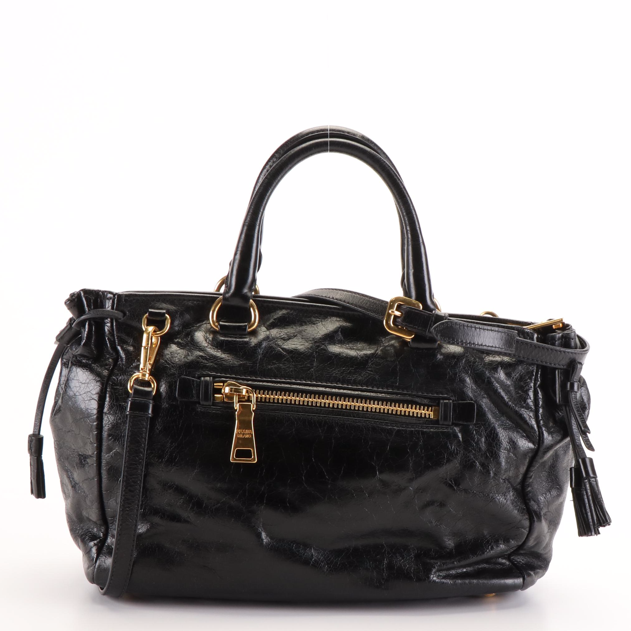 Prada Vitello Shine Leather Convetible Satchel