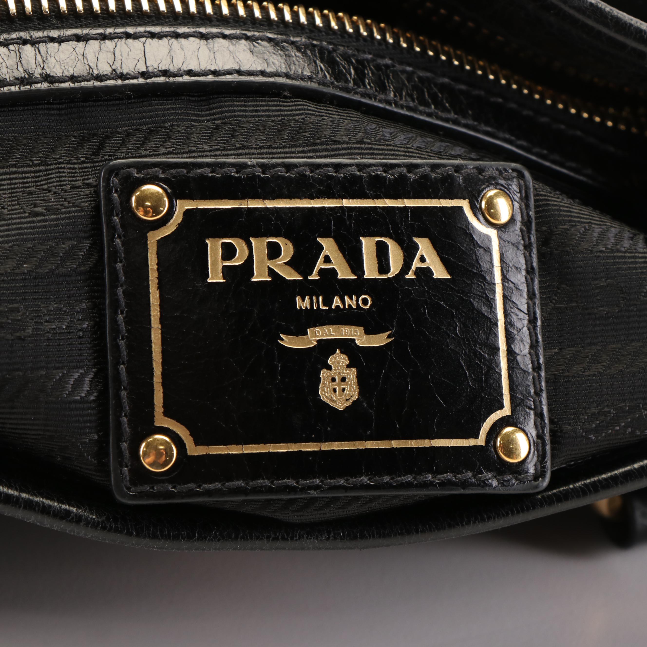 Prada Vitello Shine Leather Convetible Satchel