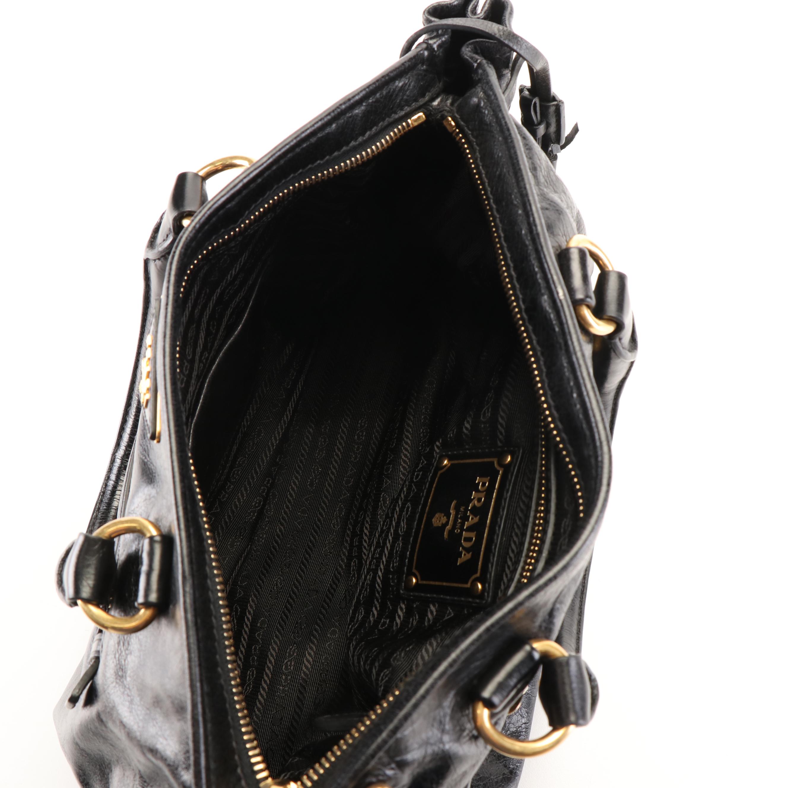 Prada Vitello Shine Leather Convetible Satchel