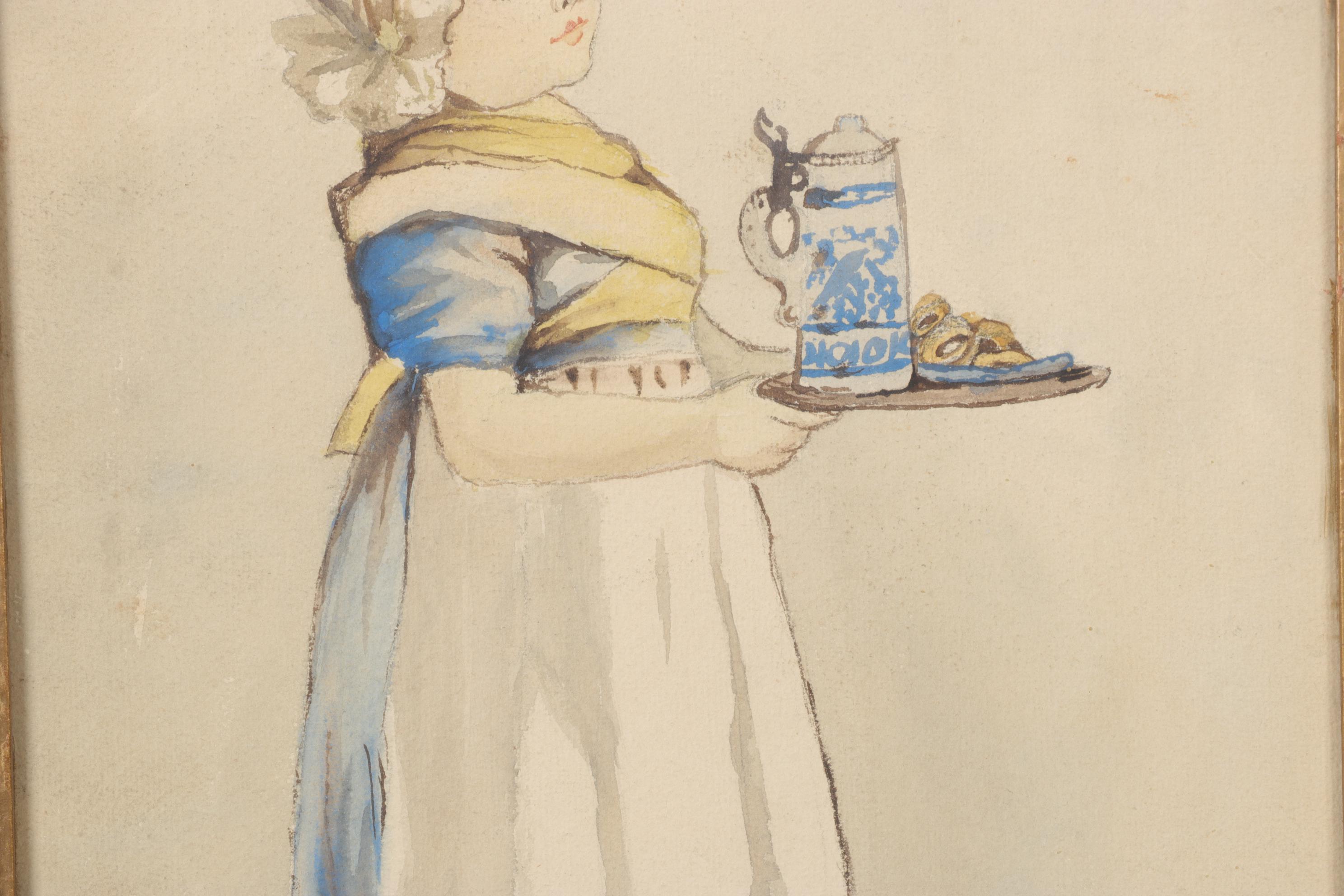 Kathryn Holt Watercolor Painting After Frances Brundage, 1920