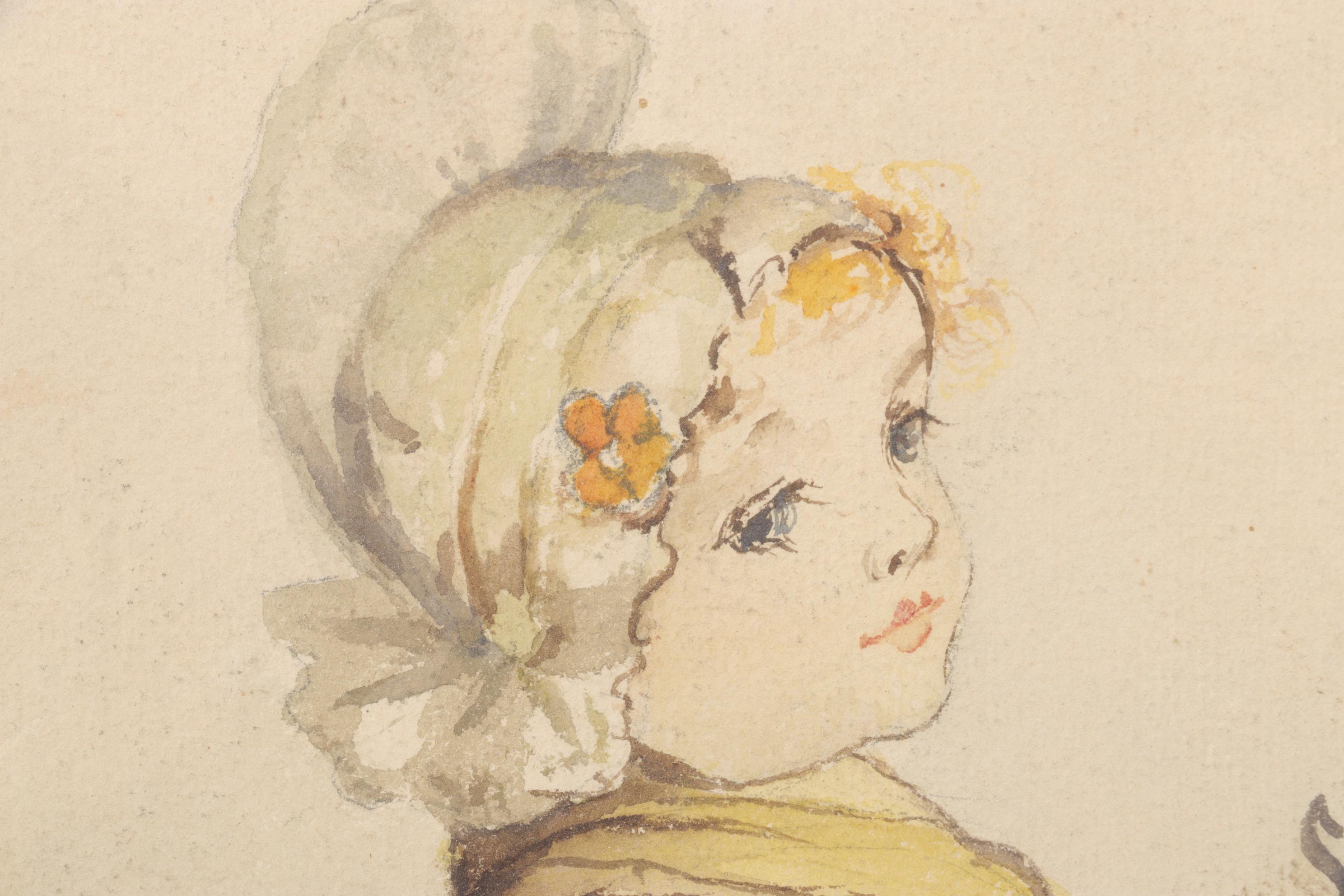 Kathryn Holt Watercolor Painting After Frances Brundage, 1920