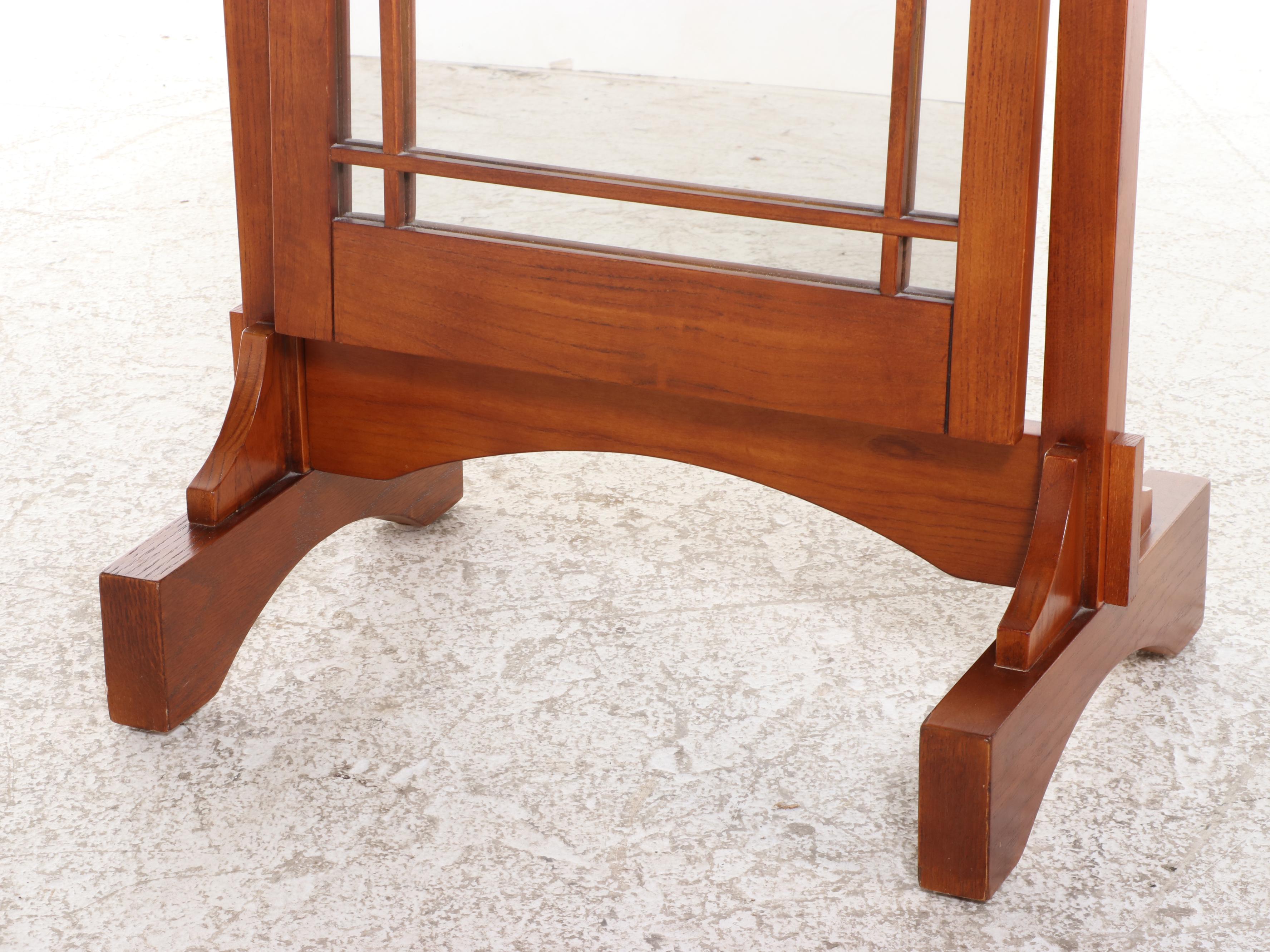 Powell Arts and Crafts Style Oak Cheval Mirror