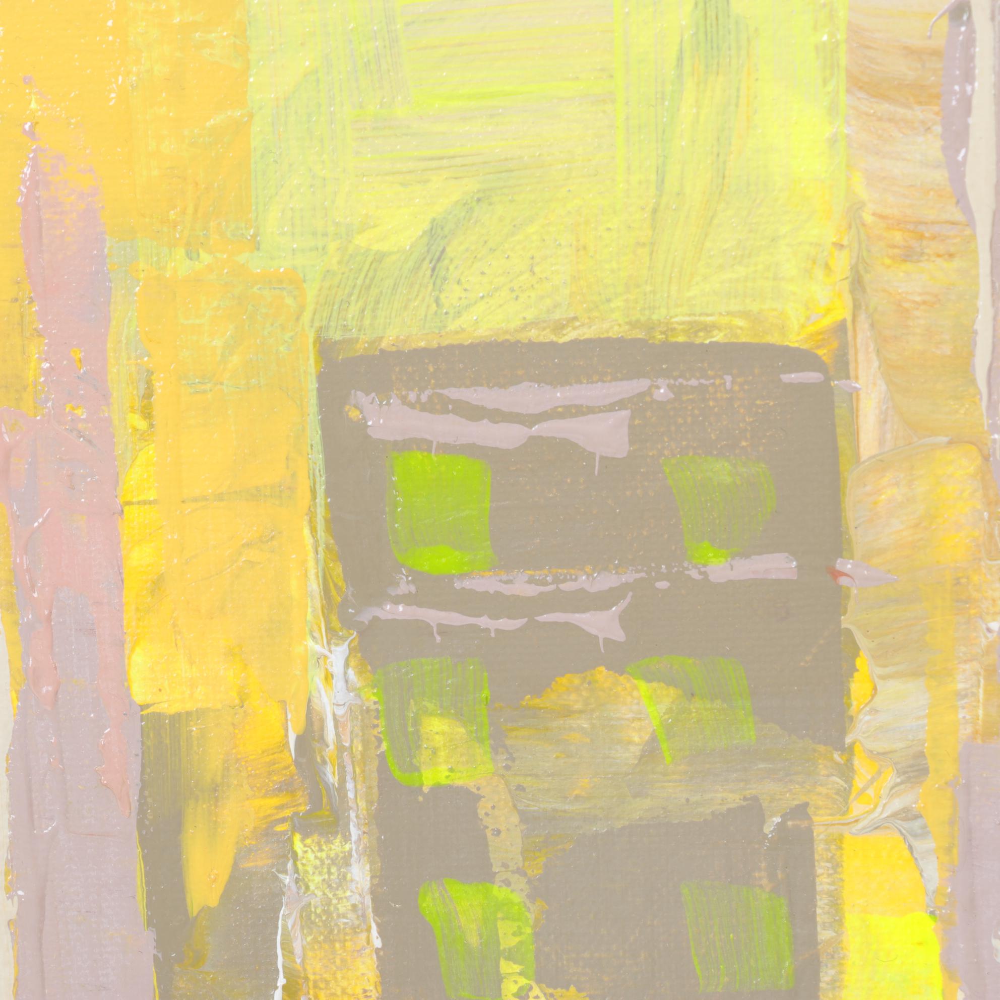 Farshad Lanjani Abstract Cityscape Acrylic Painting, 21st Century