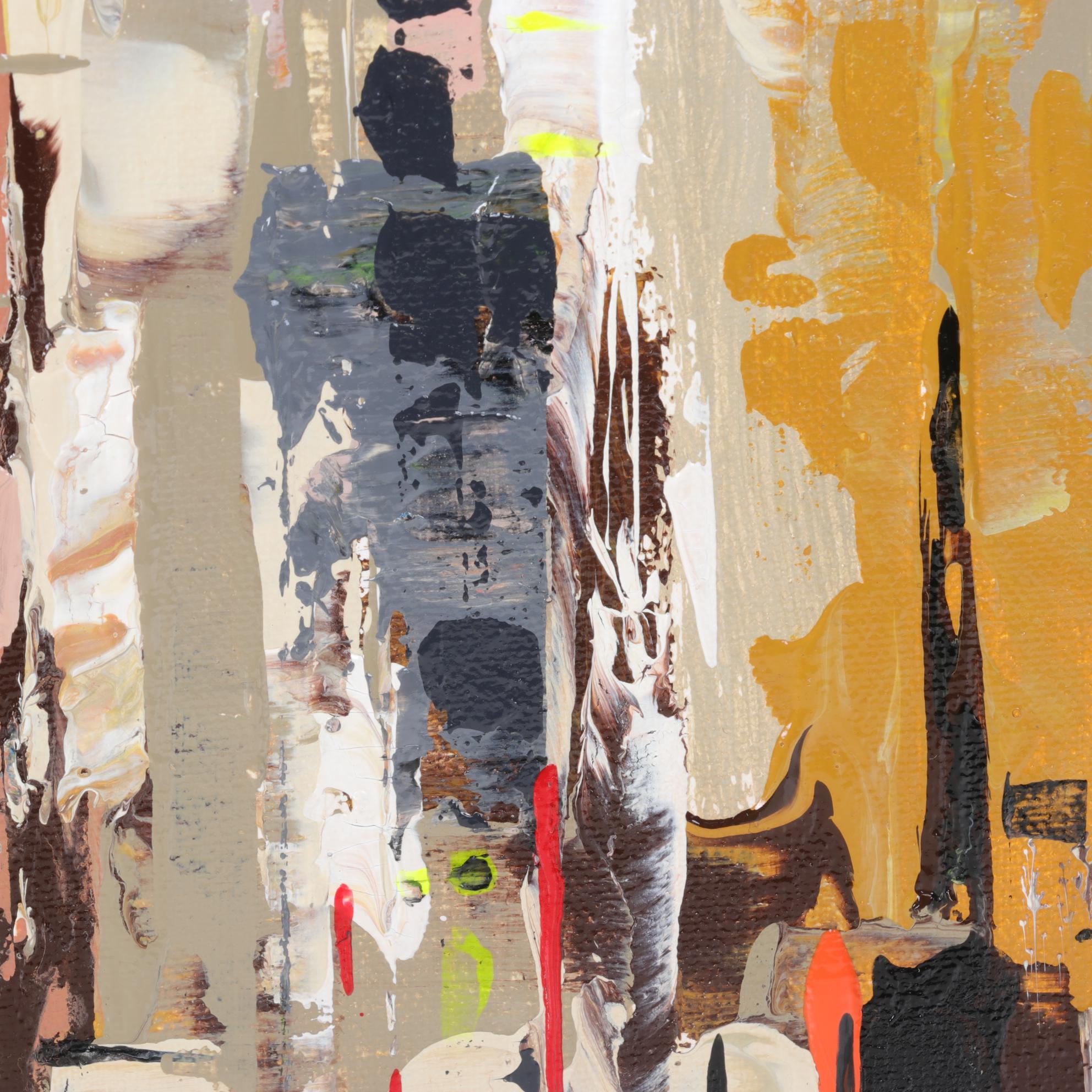 Farshad Lanjani Abstract Cityscape Acrylic Painting, 21st Century