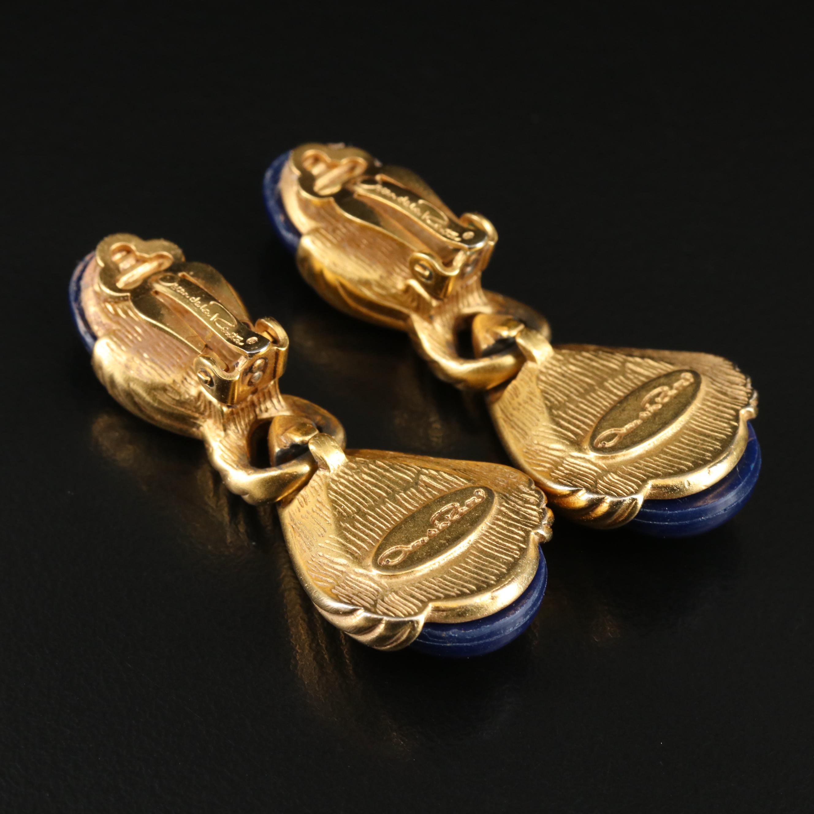 Oscar de la Renta Faux Lapis Lazuli Pendant Earrings