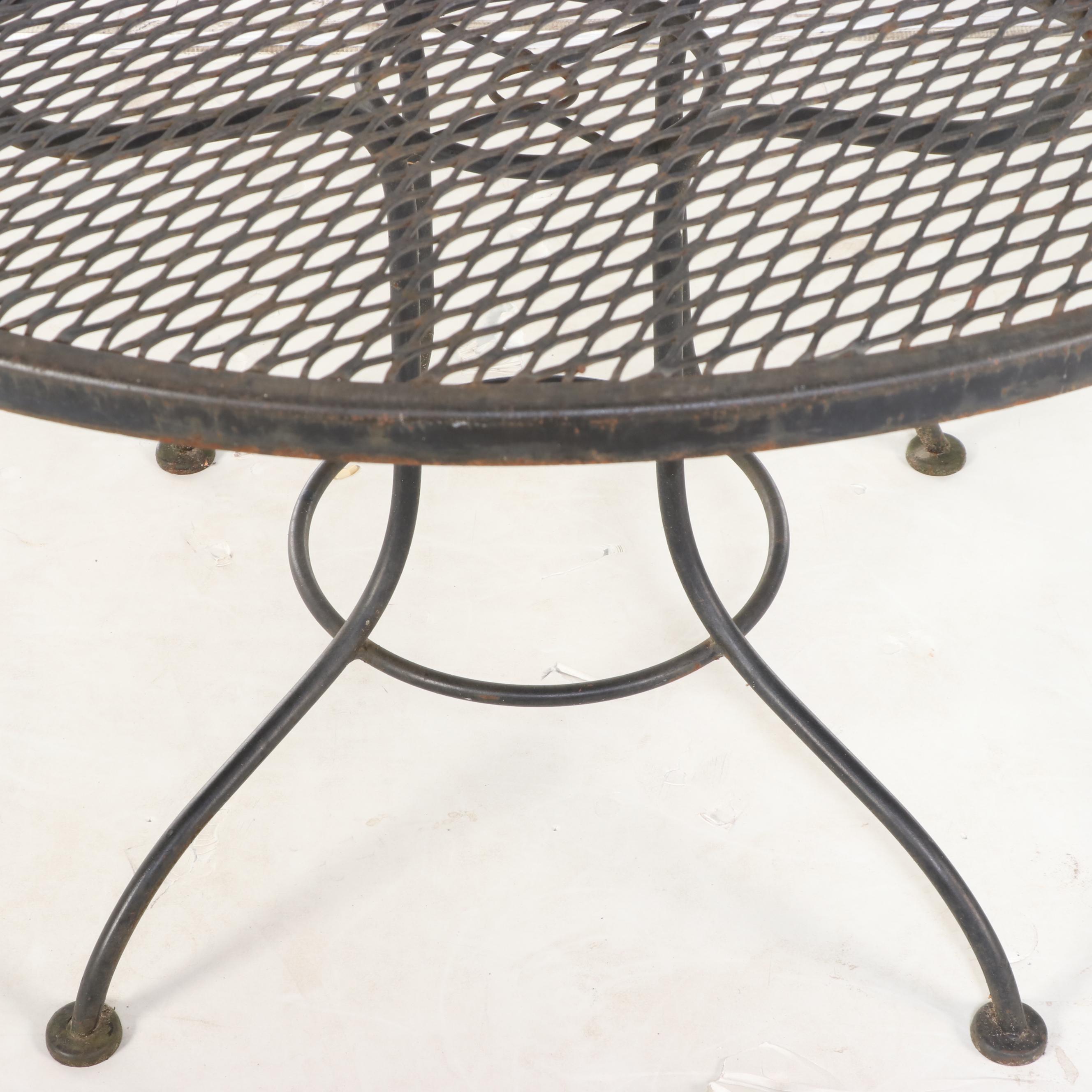 Five-Piece Modernist Iron & Wire Mesh Patio Dining Set, Mid to Late 20th Century