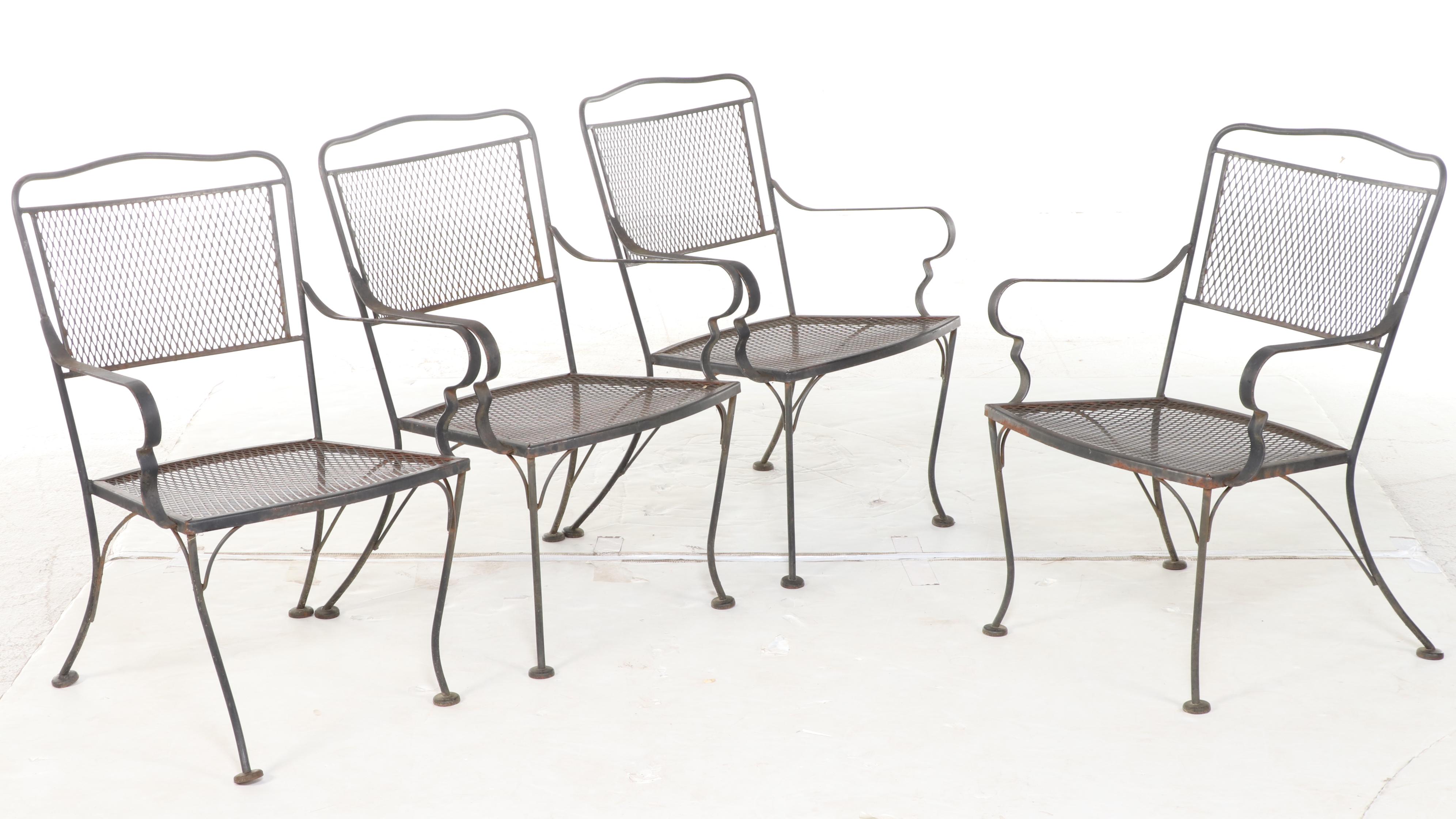 Five-Piece Modernist Iron & Wire Mesh Patio Dining Set, Mid to Late 20th Century