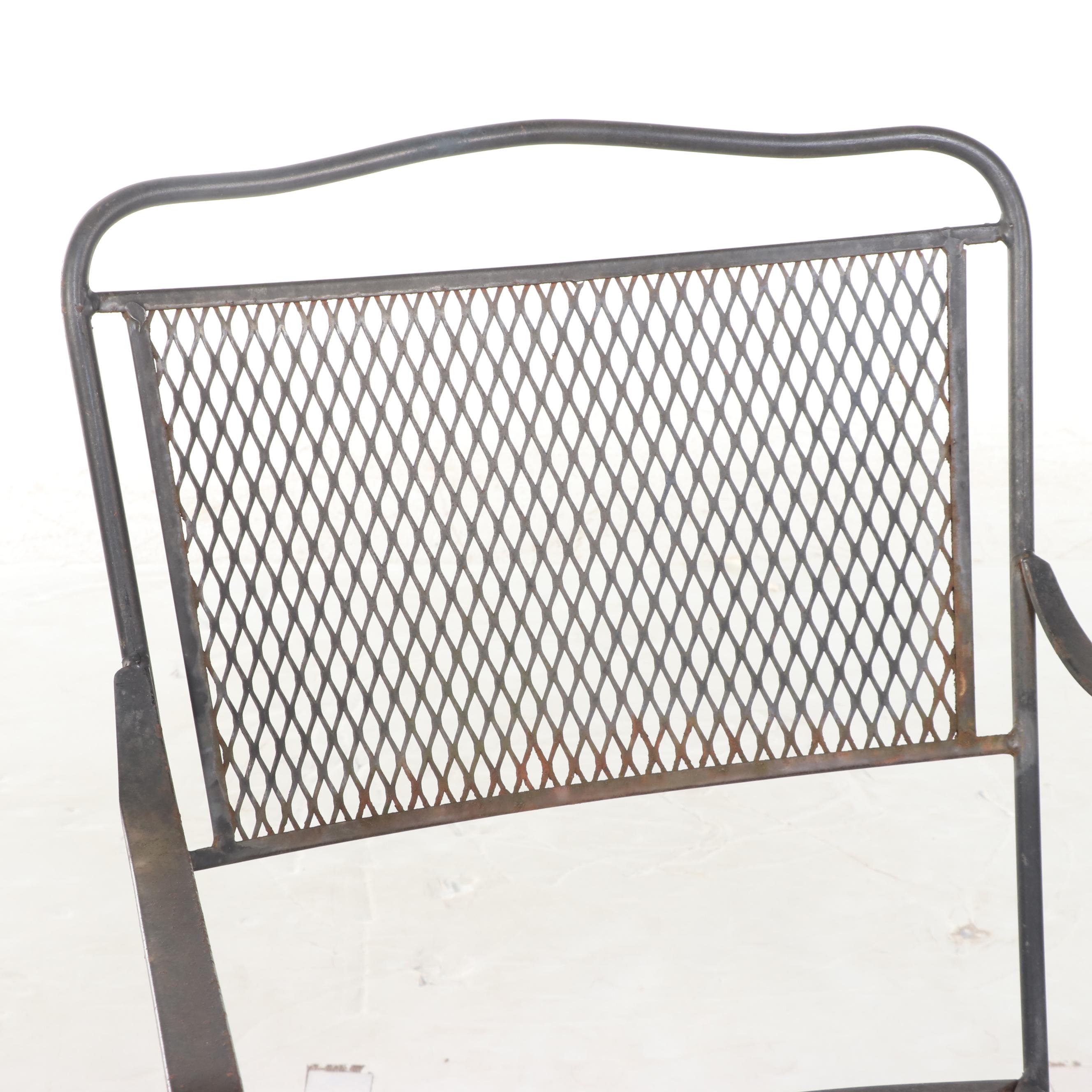 Five-Piece Modernist Iron & Wire Mesh Patio Dining Set, Mid to Late 20th Century