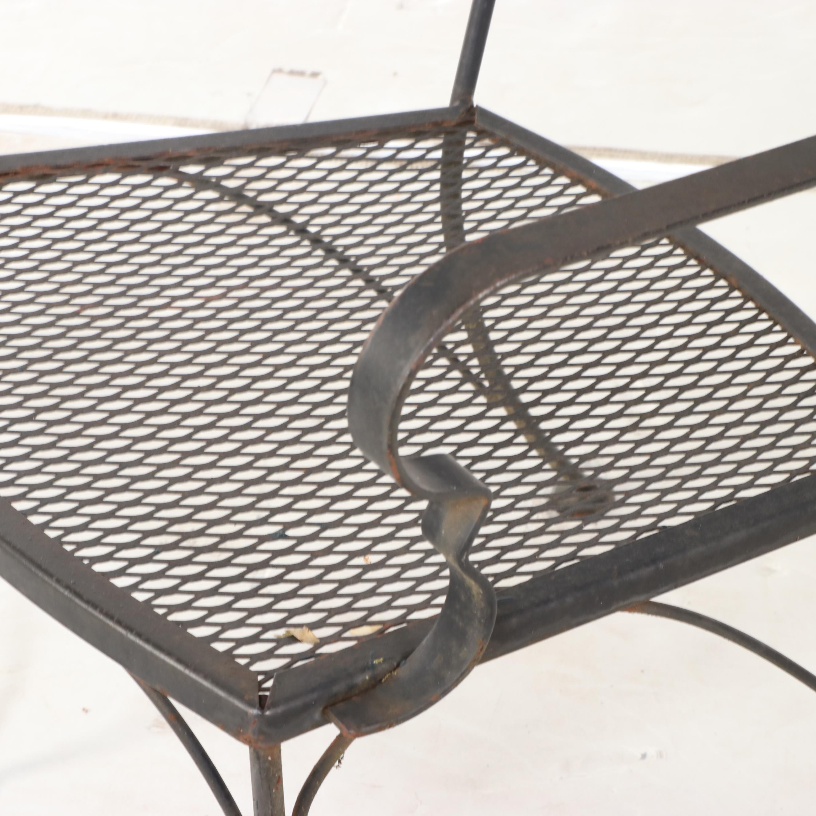 Five-Piece Modernist Iron & Wire Mesh Patio Dining Set, Mid to Late 20th Century