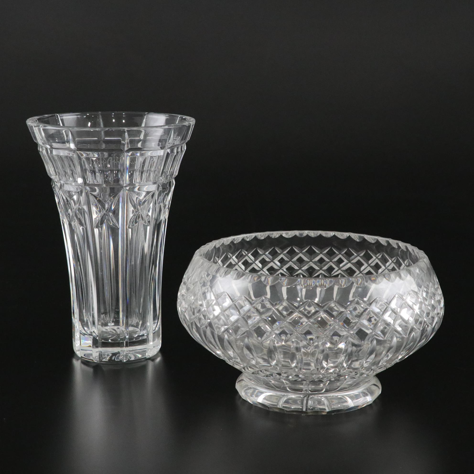 Waterford Crystal Trumpet Vase With Crystal Presentation Bowl