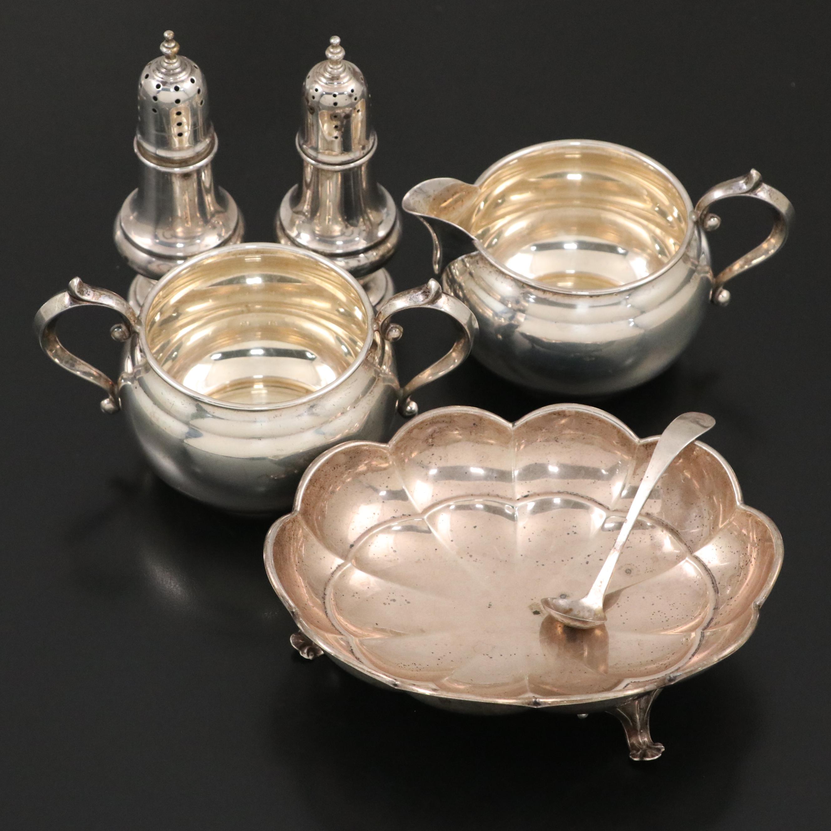 Gorham Sterling Silver Creamer and Sugar Set with More Sterling Silver Tableware